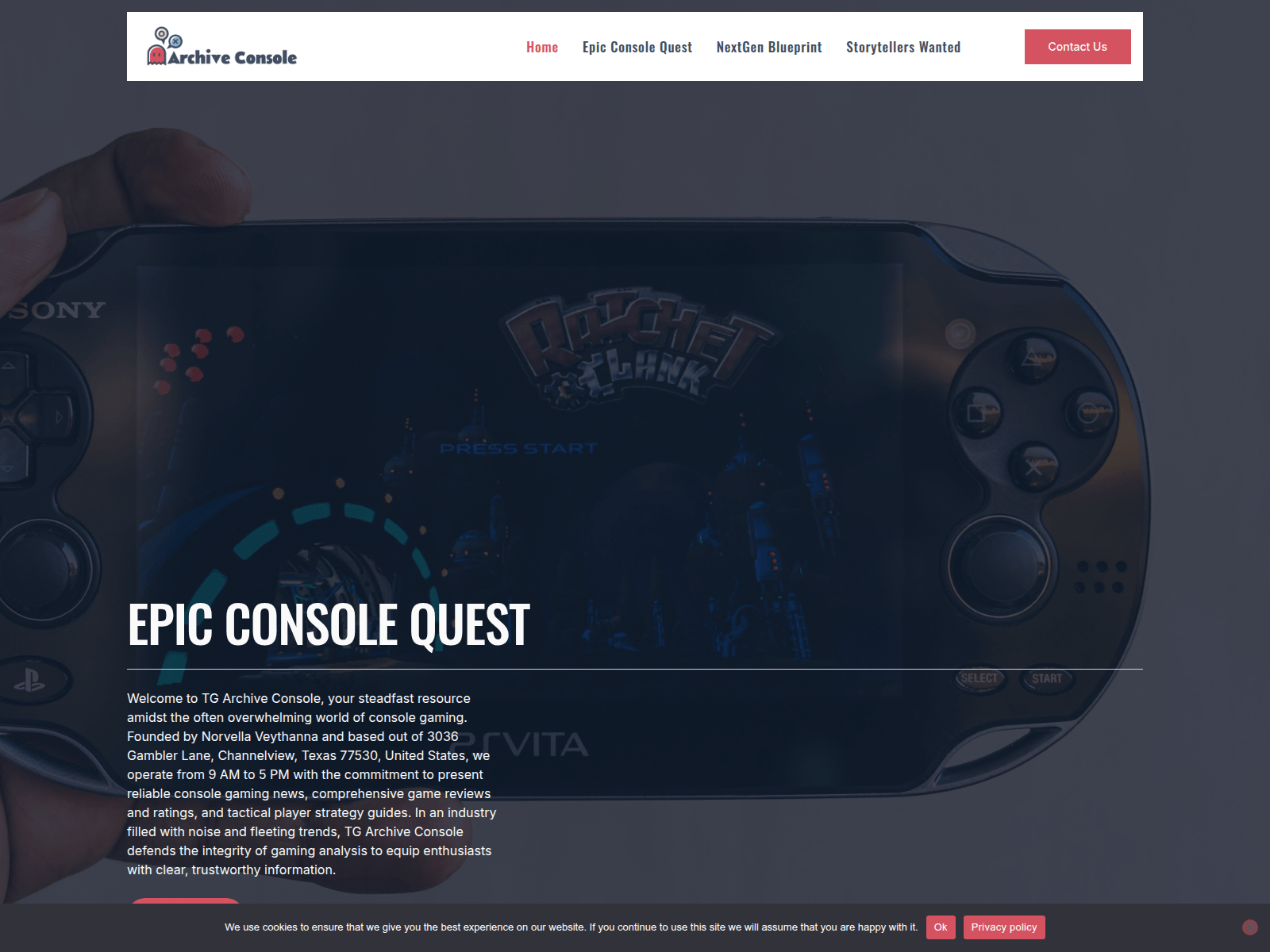 Screenshot of tgarchiveconsole.com