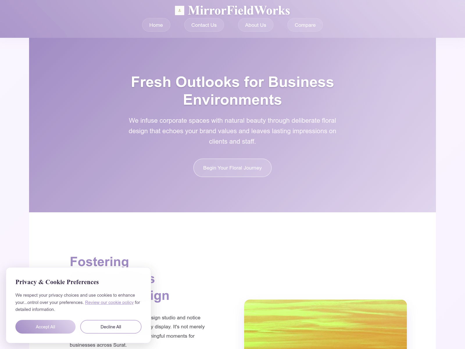 Screenshot of mirrorfieldworks.bond