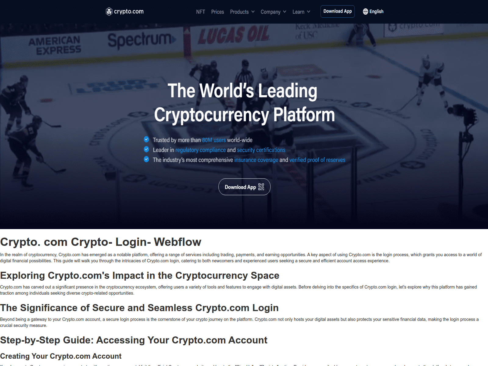 Screenshot of cryeptomlogina.webflow.io