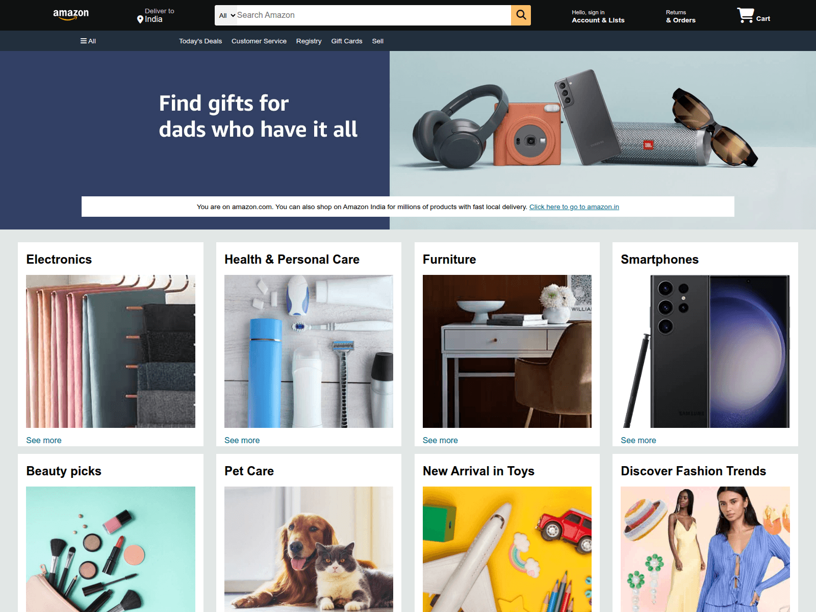 Screenshot of amazon-clone-pink-five.vercel.app