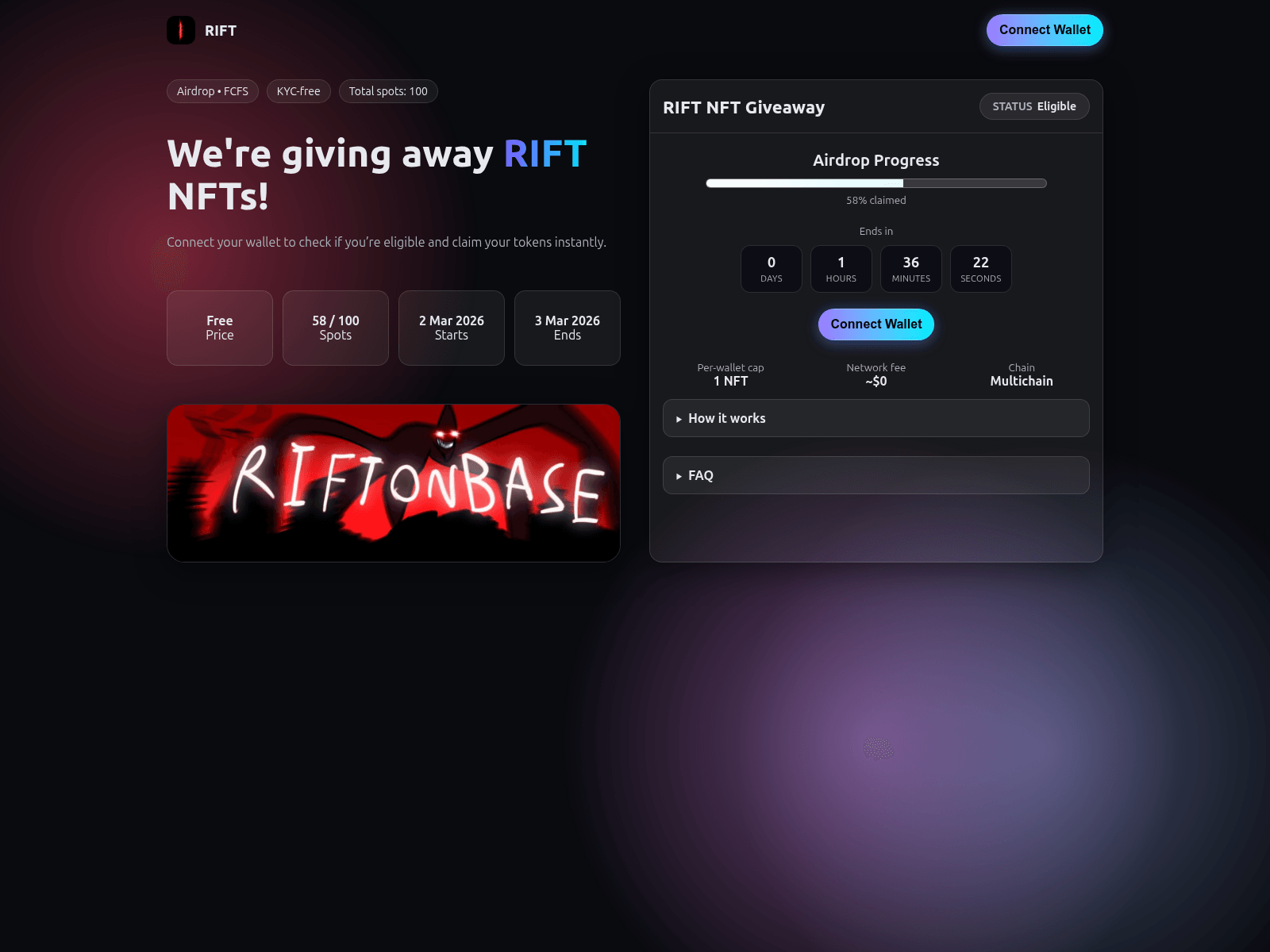 Screenshot of riftonbase.art