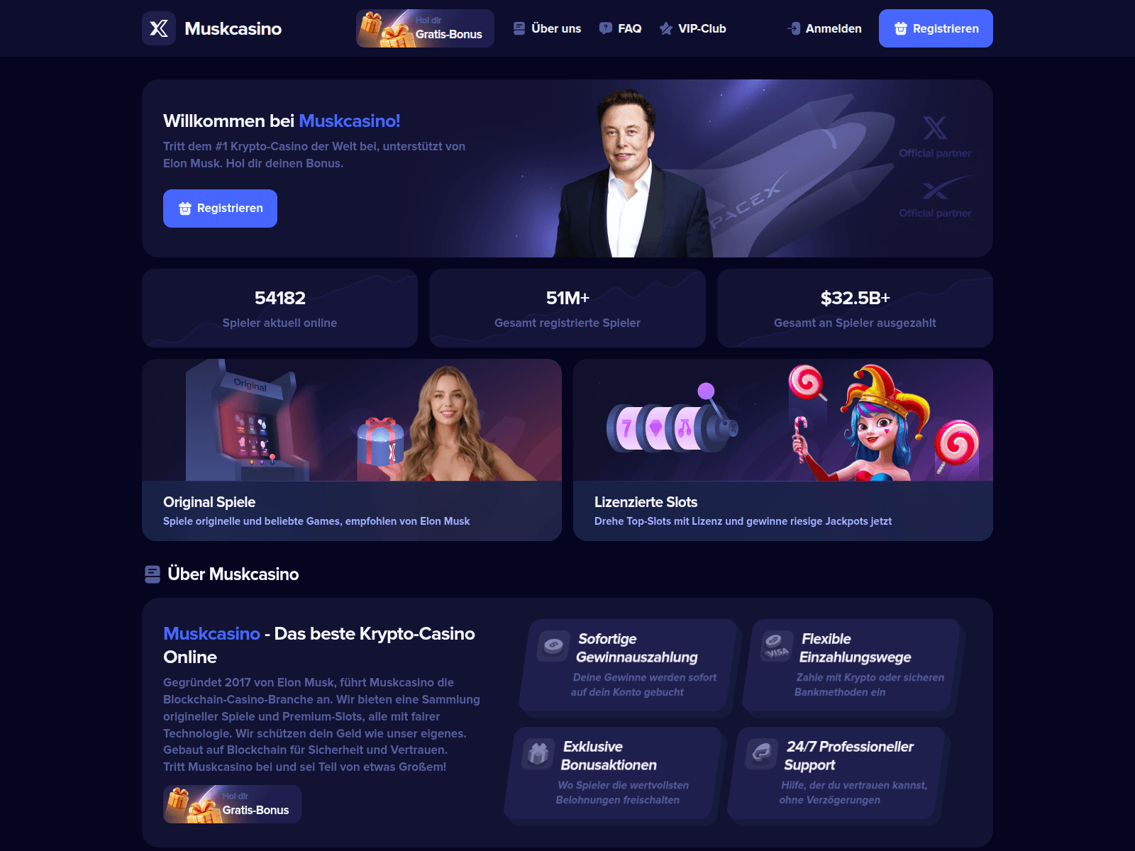 Screenshot of muskcasino.cc