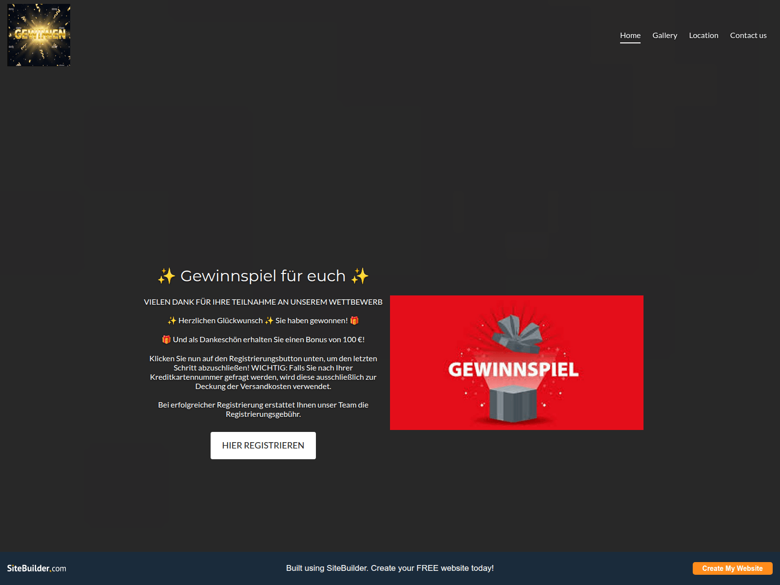 Screenshot of gewinnen-einen-gratispreis2.myfreesites.net