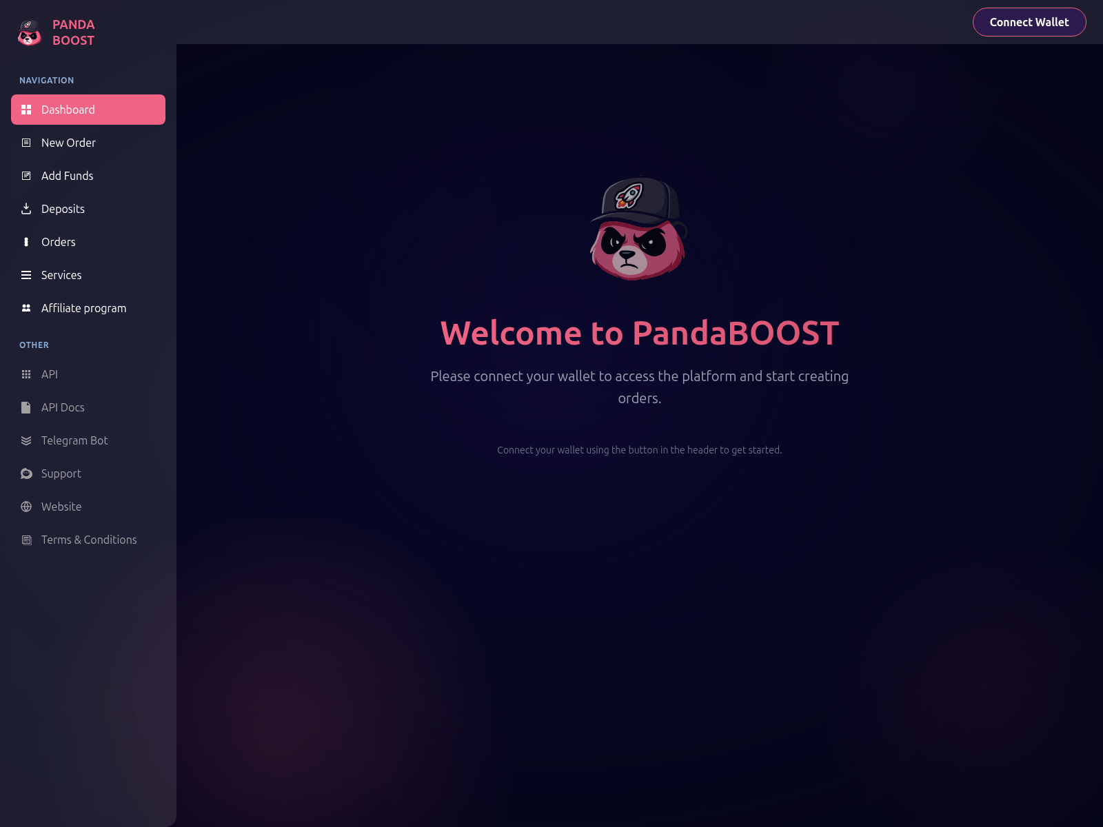 Screenshot of web.pandaboost.app