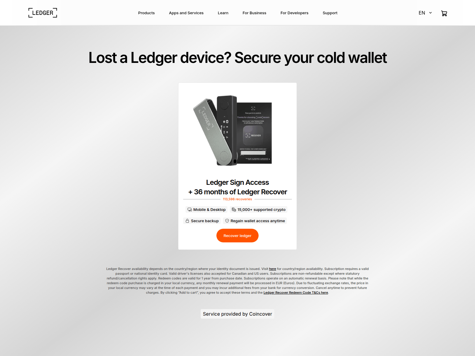 Screenshot of recover-ledger.site