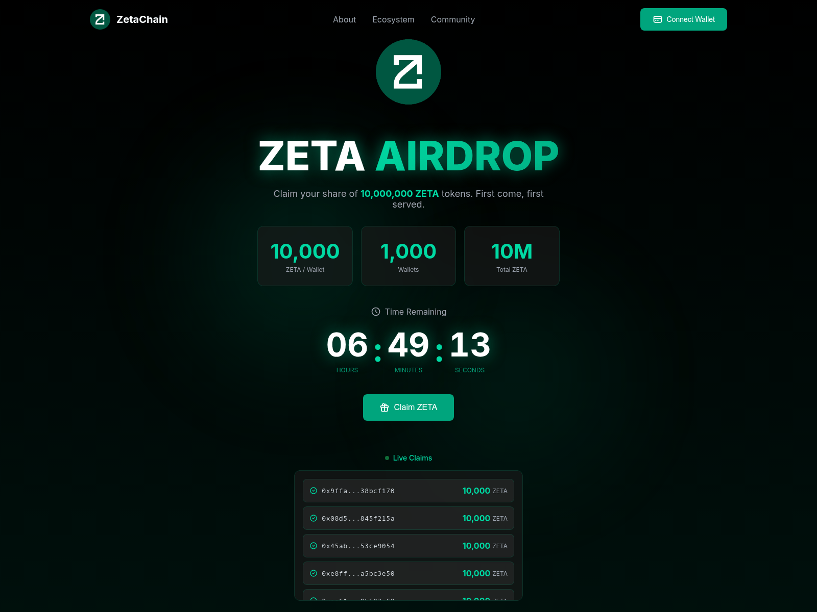 Screenshot of zetachain.solanium.shop