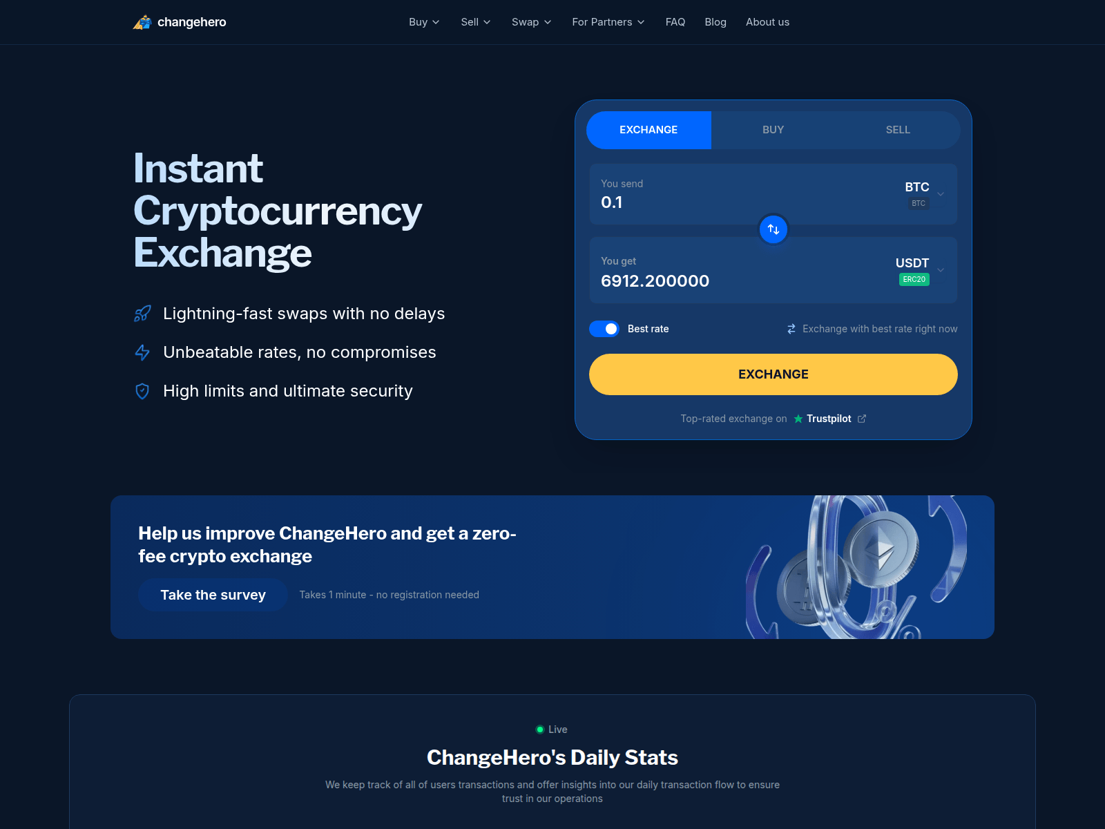 Screenshot of changehero.pro