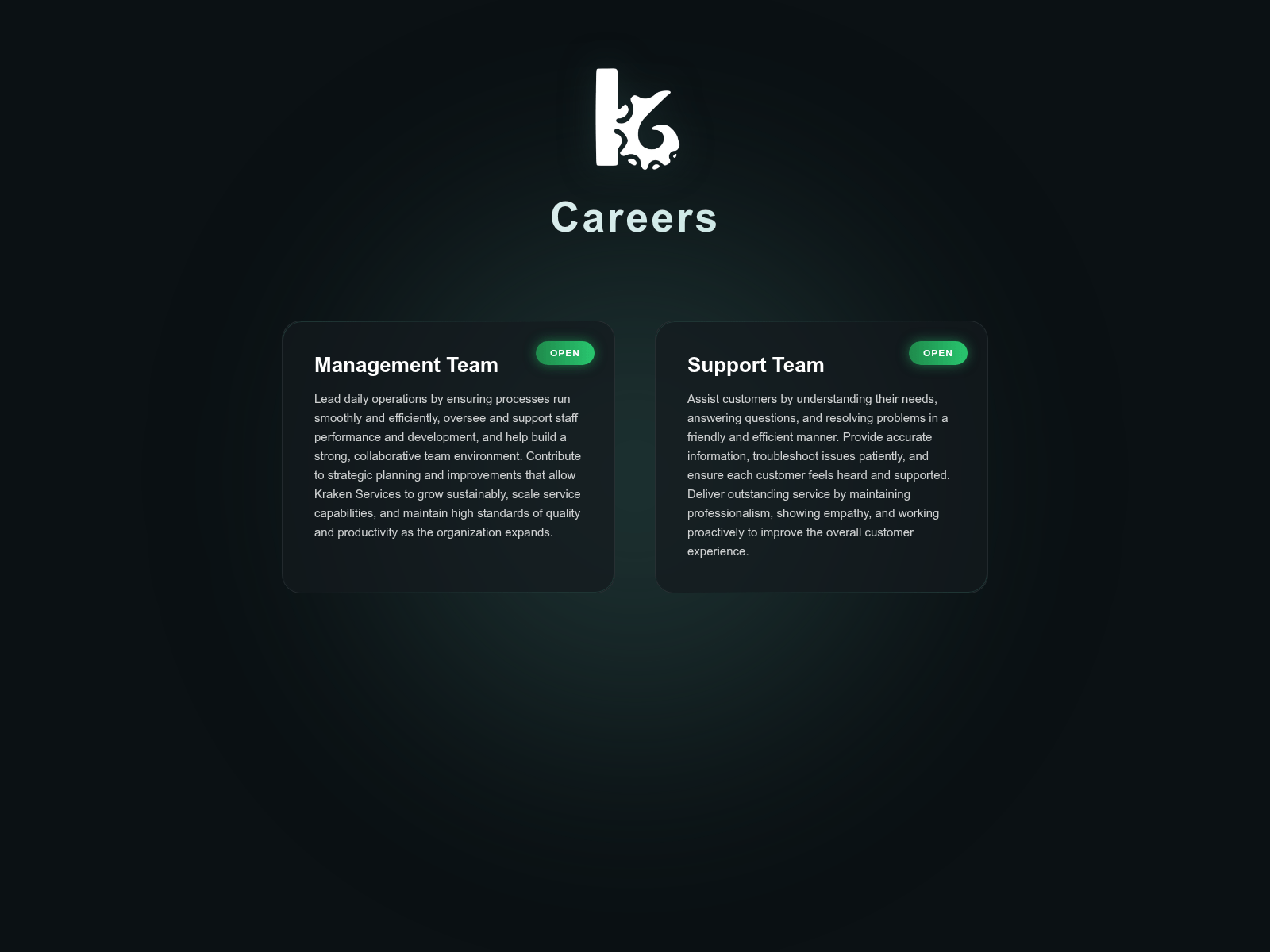 Screenshot of careers.yourkraken.xyz