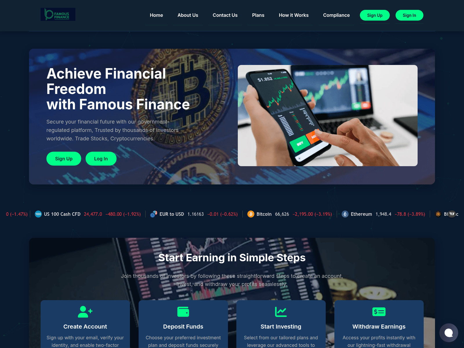 Screenshot of famousfinances.net