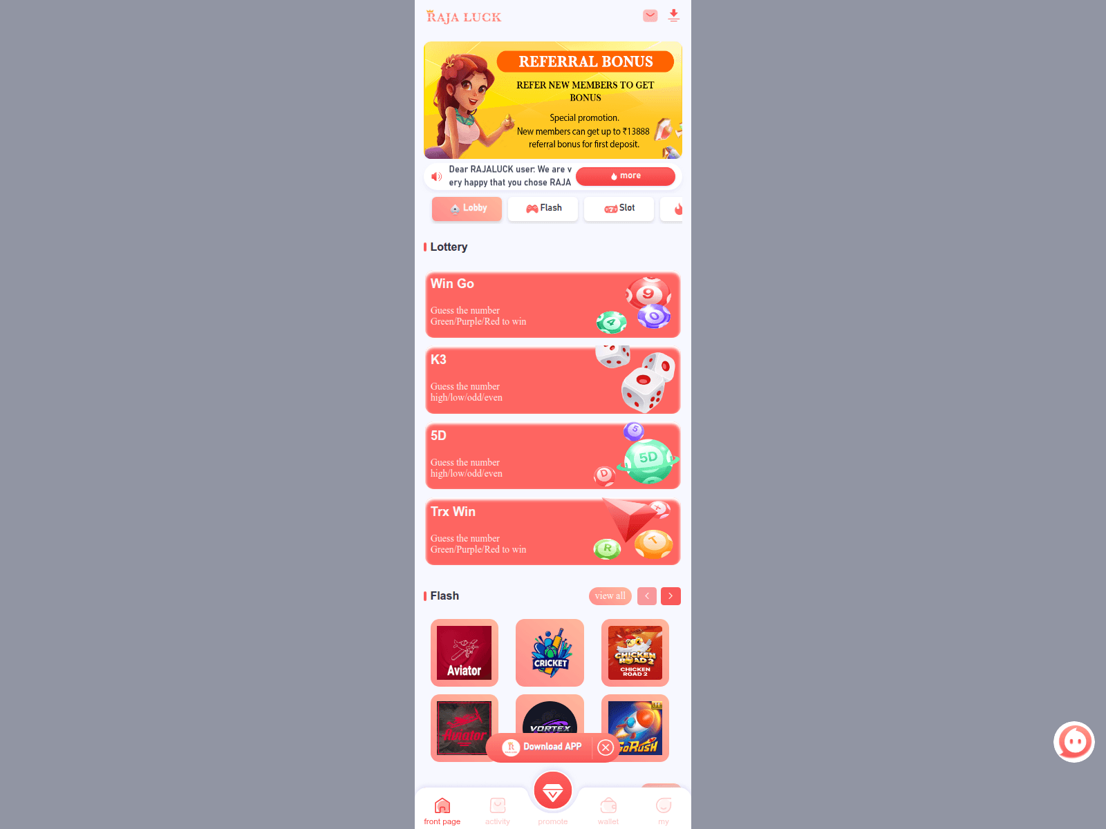 Screenshot of rajaluckprime.com