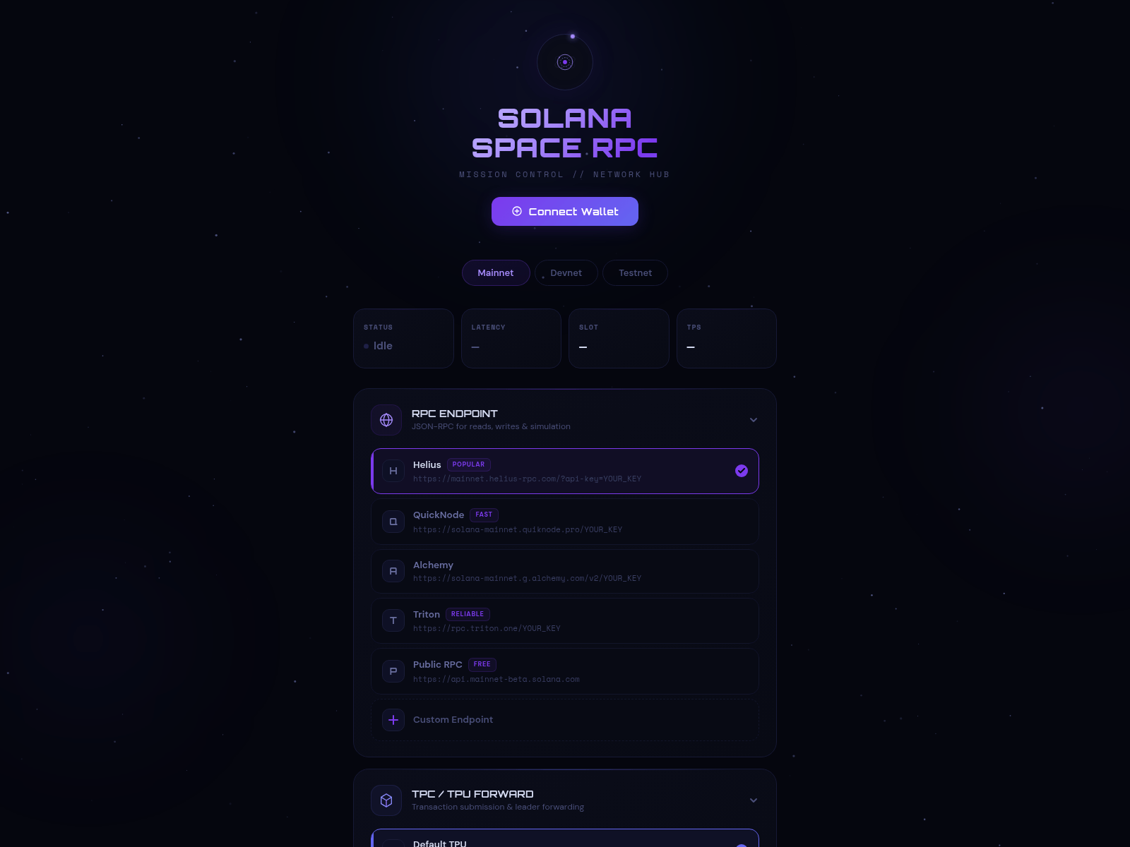 Screenshot of solanarpc.space