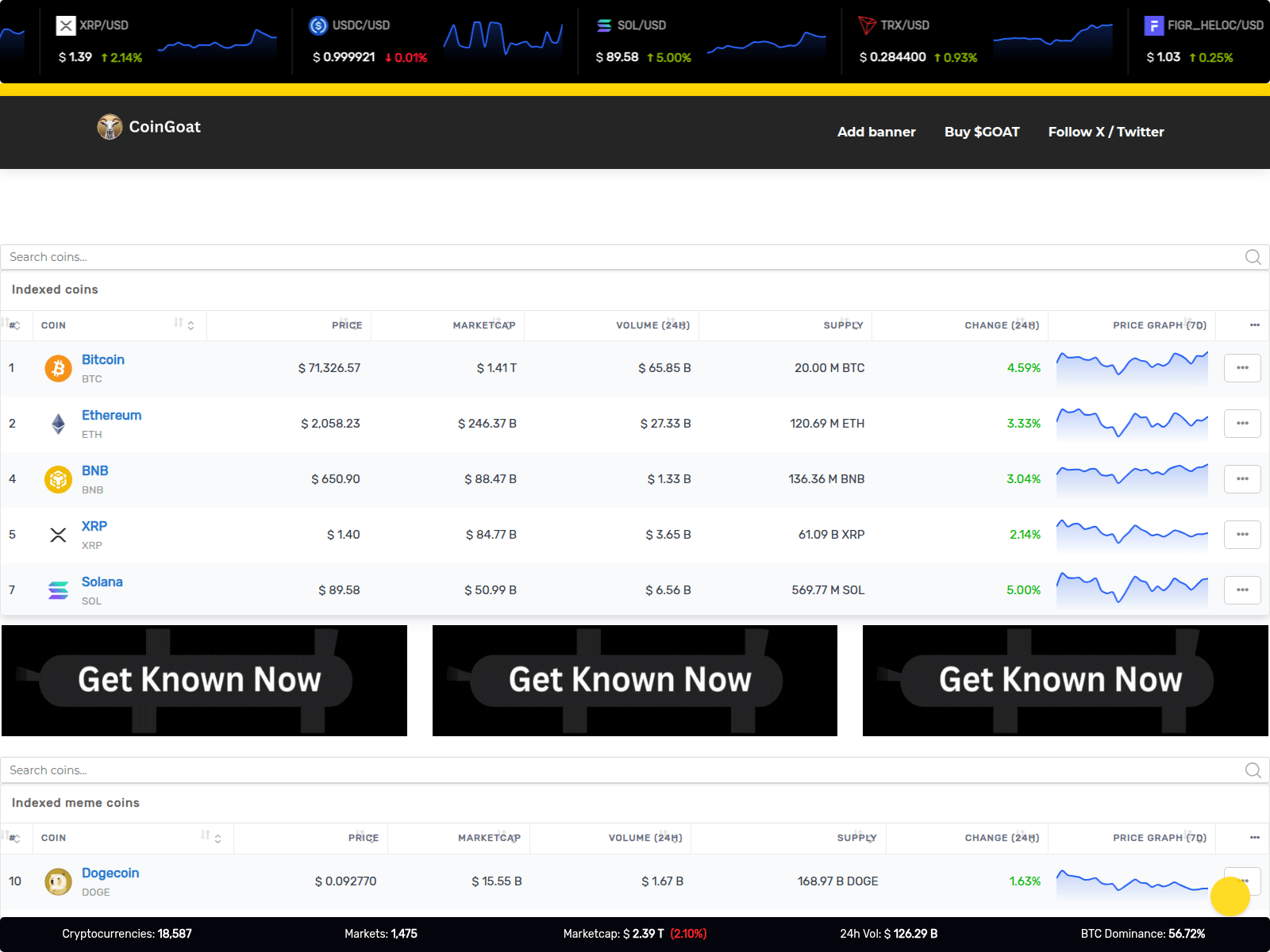 Screenshot of coingoat.io