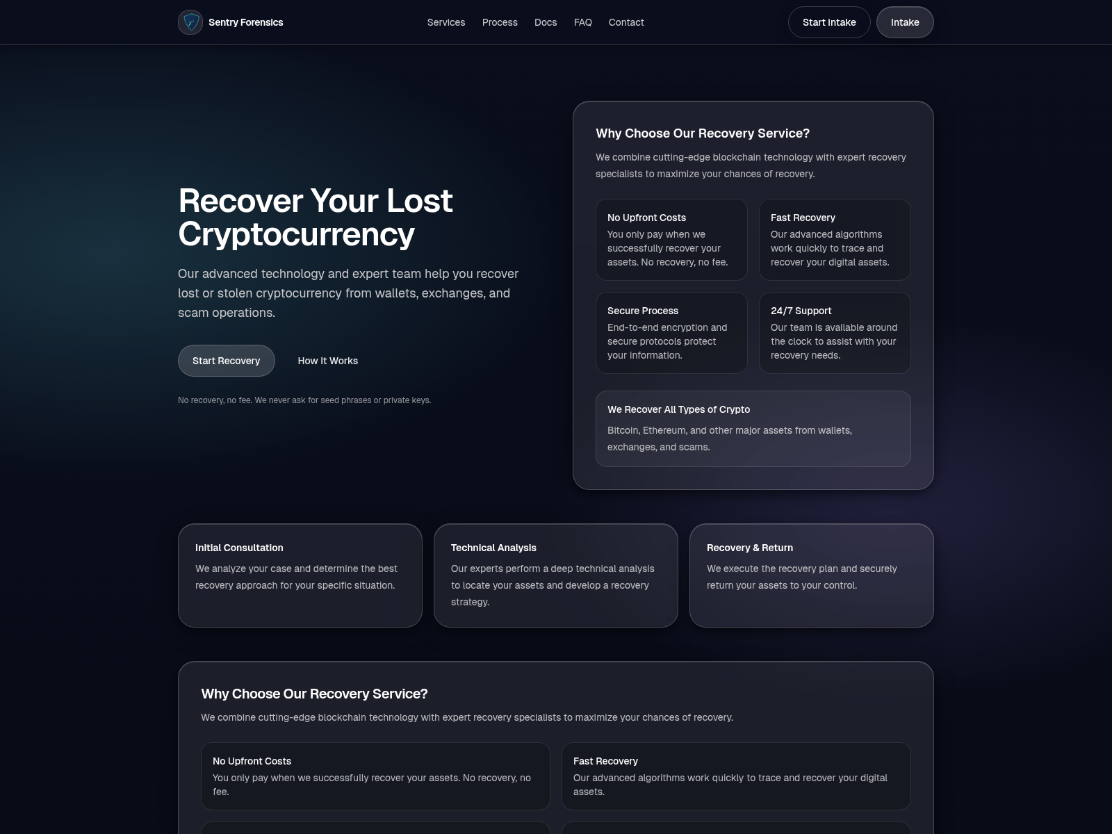 Screenshot of sentryforensics.pages.dev