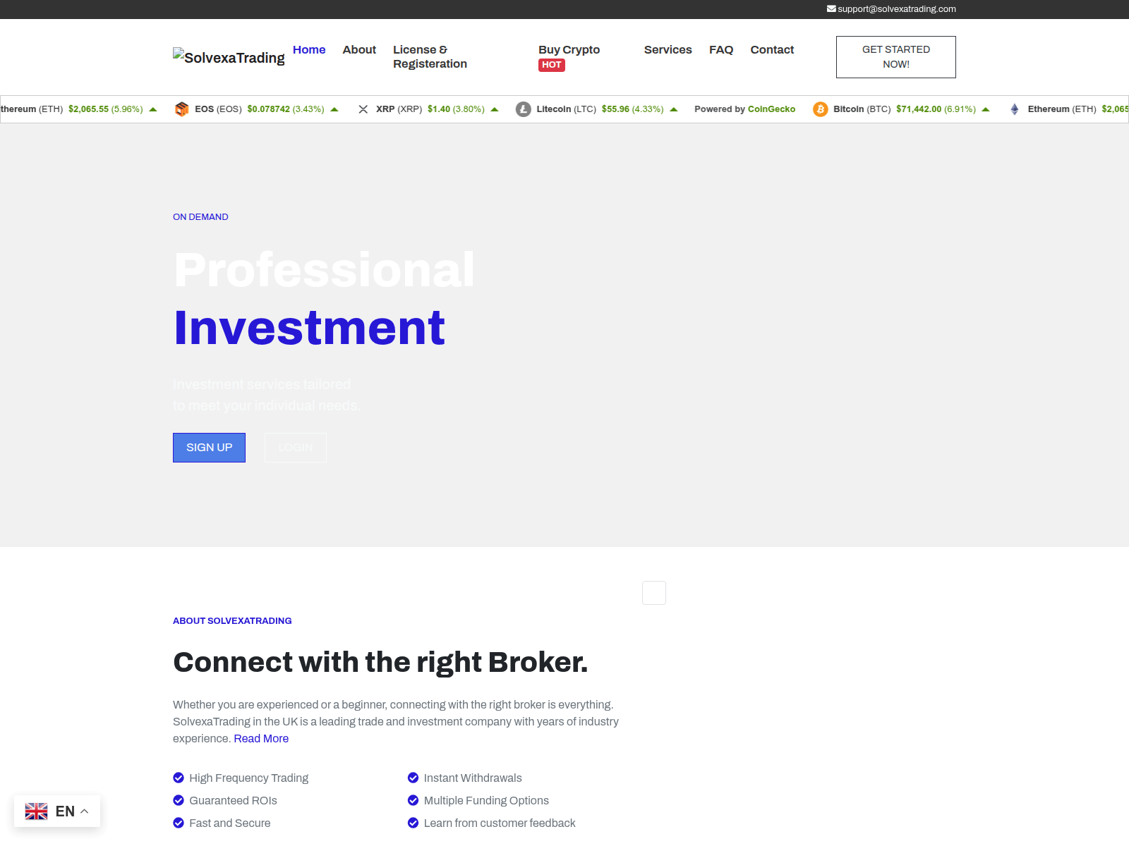 Screenshot of solvexatrading.com