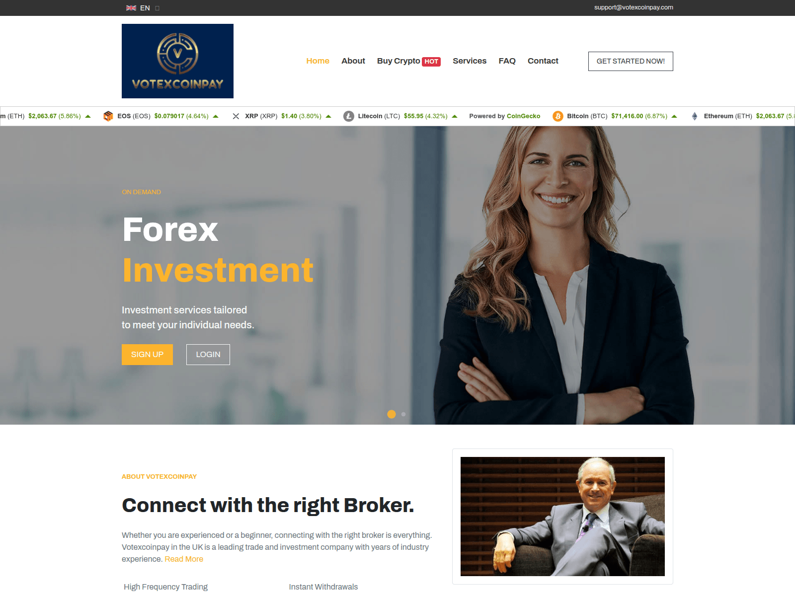 Screenshot of votexcoinpay.com