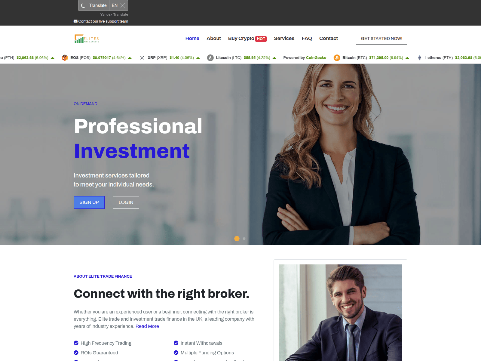 Screenshot of elitefinmarkets.com