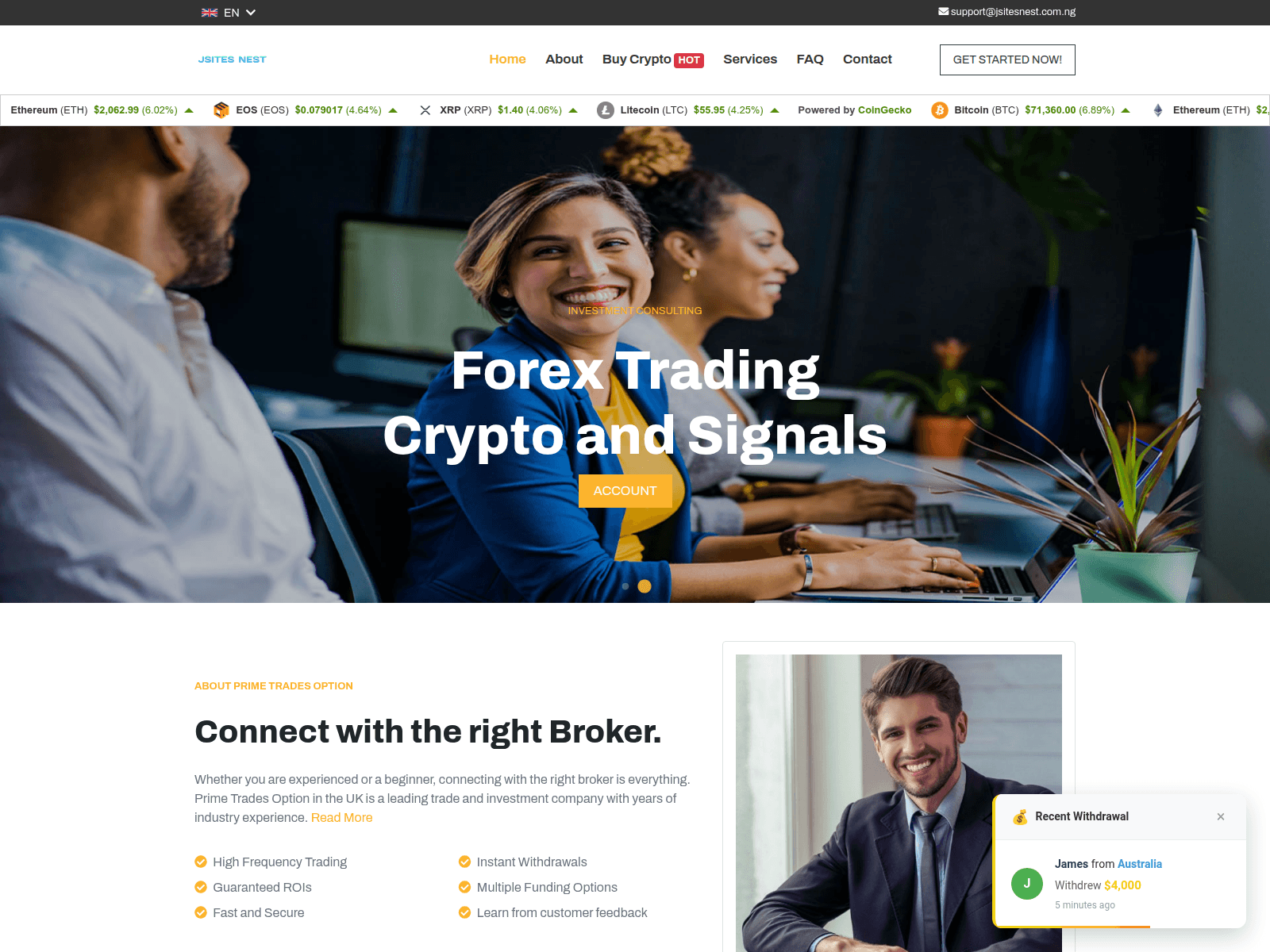 Screenshot of prime.broker.jsitesnest.com.ng