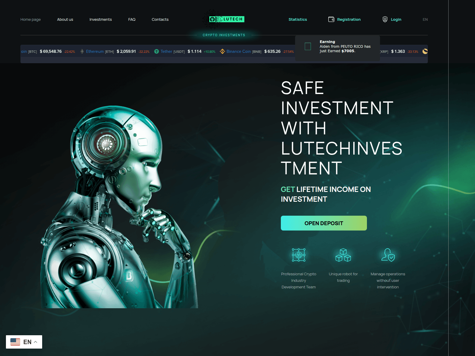 Screenshot of lutechinvestment.com
