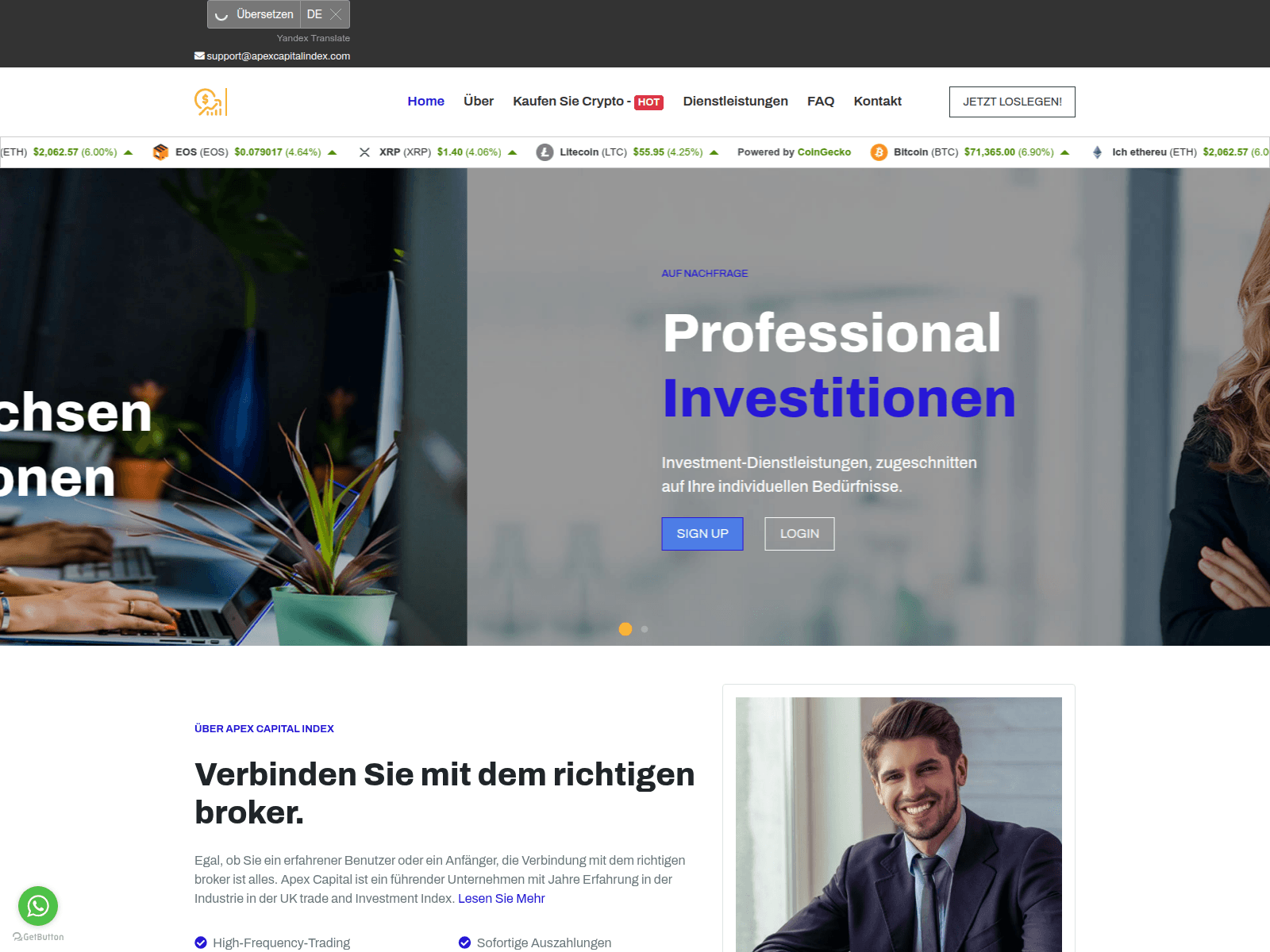 Screenshot of apexcapitalindex.com.stratospeedfreightage.com
