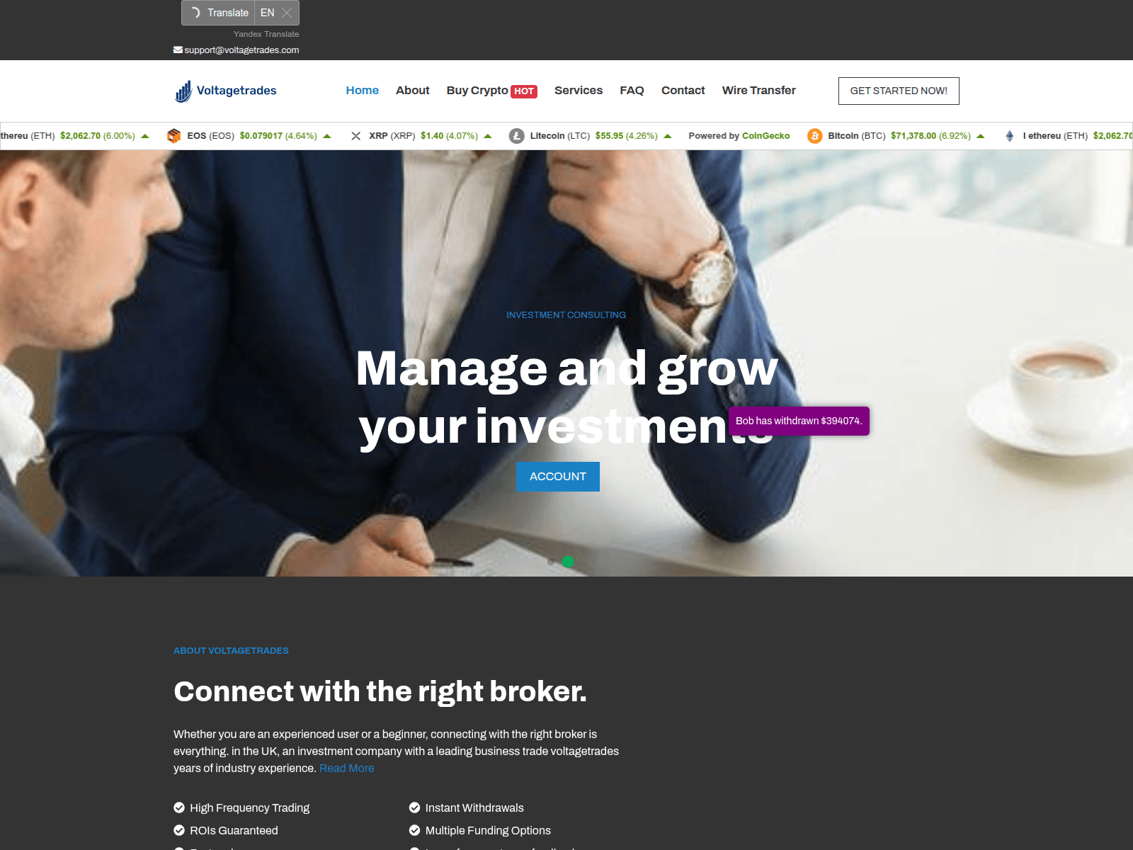 Screenshot of voltagetrades.com