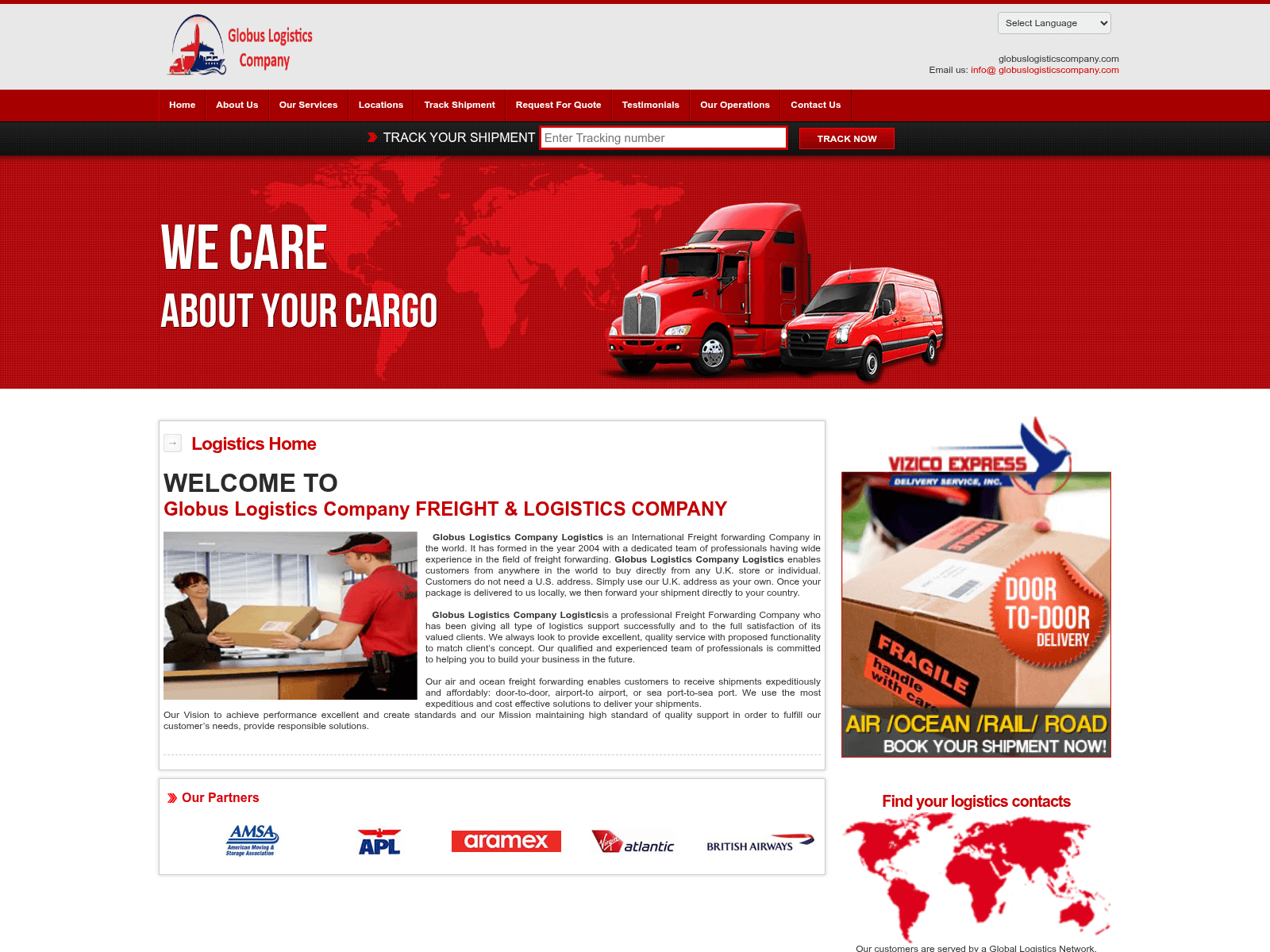 Screenshot of globuslogisticscompany.com