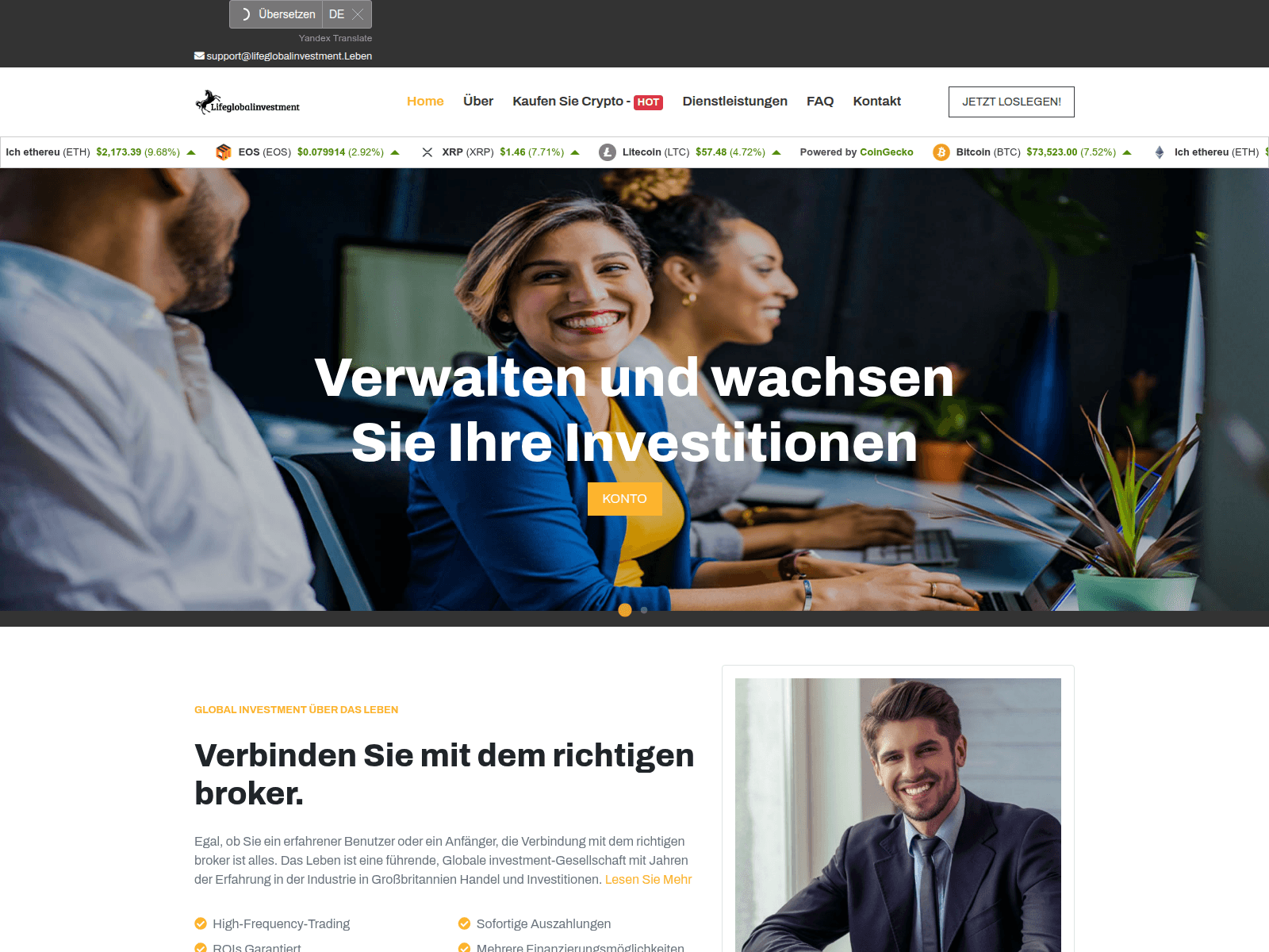 Screenshot of lifeglobalinvestment.live