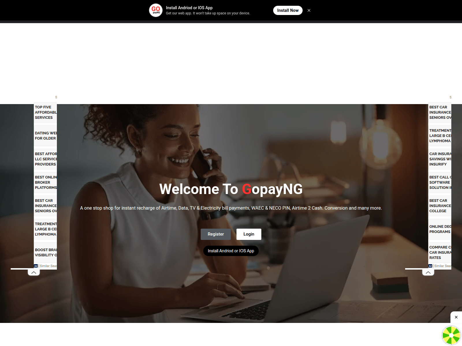 Screenshot of gopay.com.ng