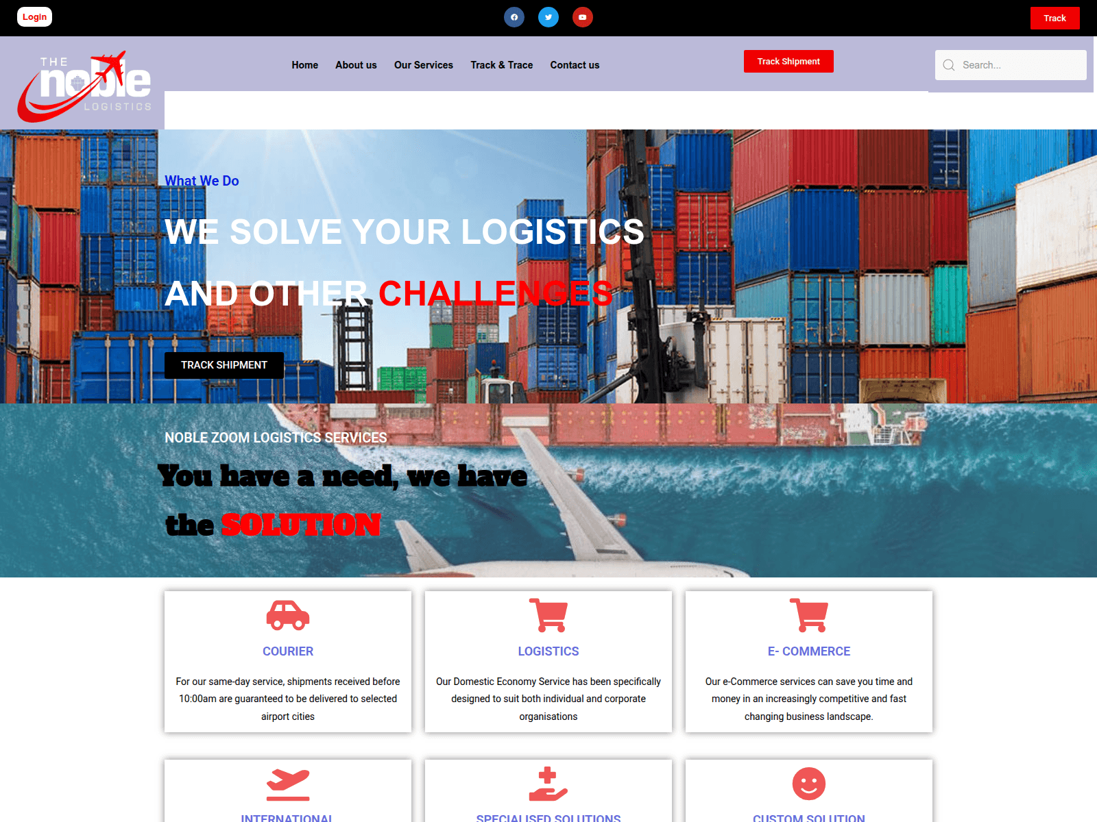 Screenshot of noblezoomlogistics.online