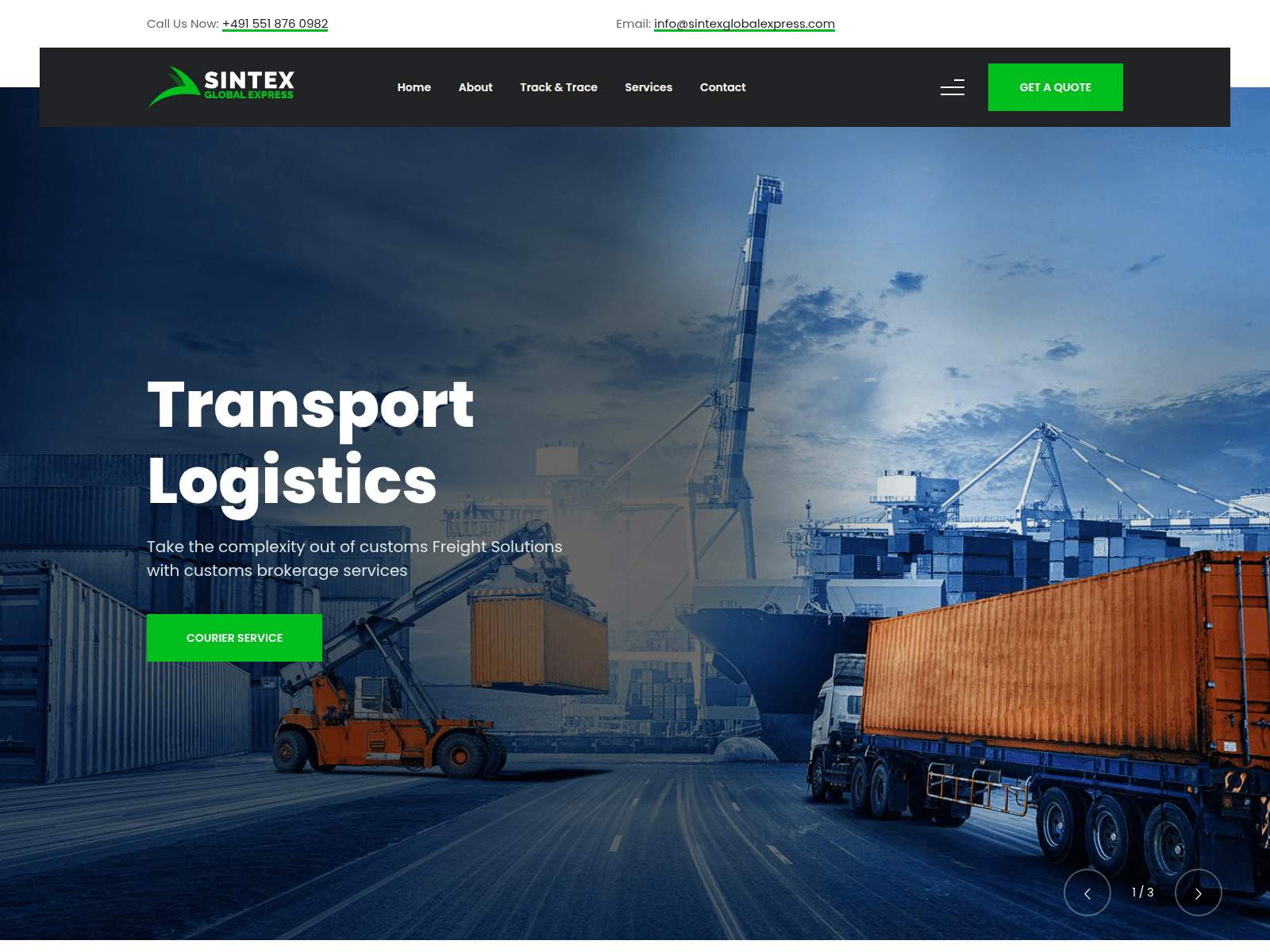 Screenshot of sintexglobalexpress.com