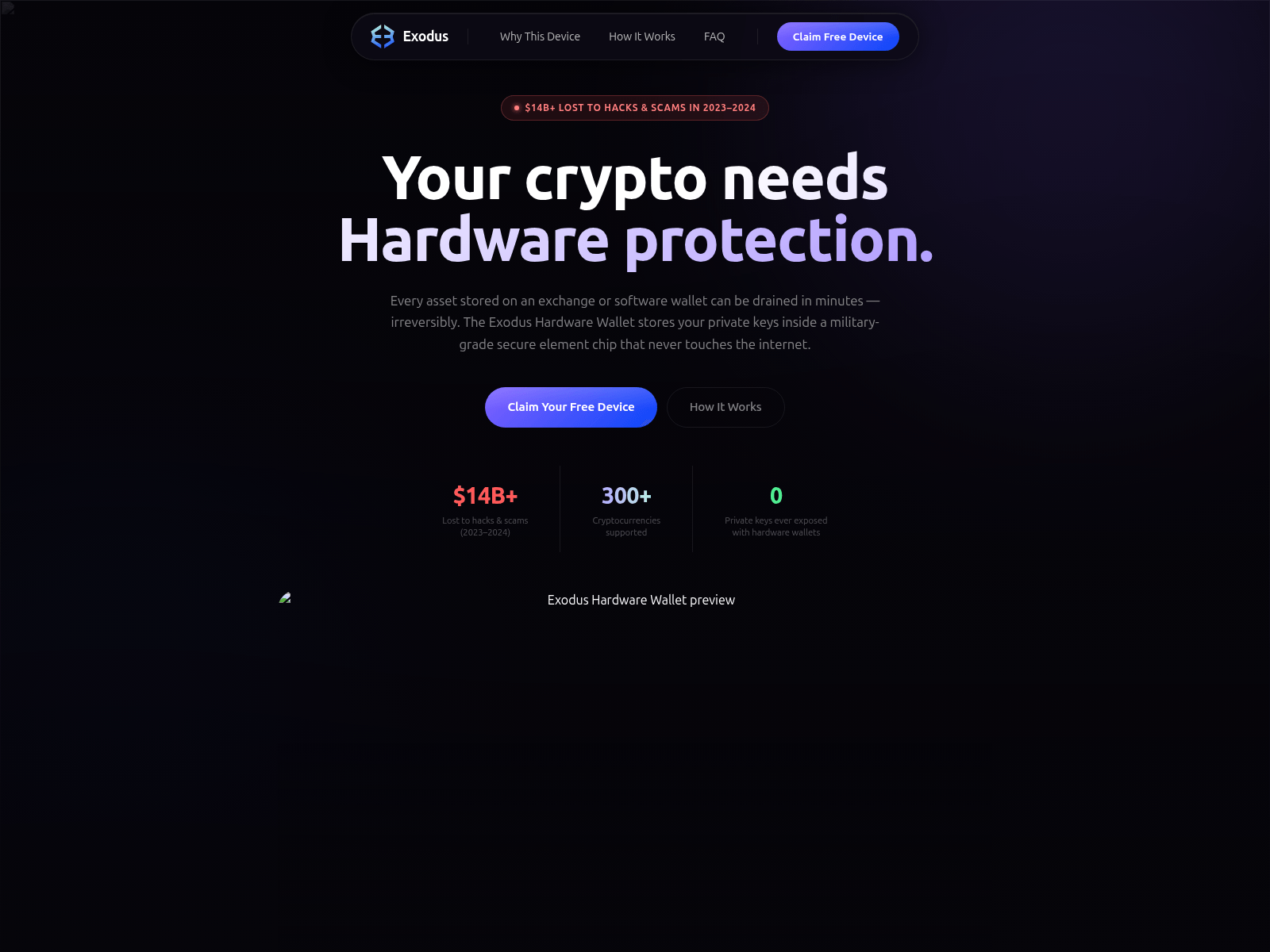 Screenshot of exodusshield.com