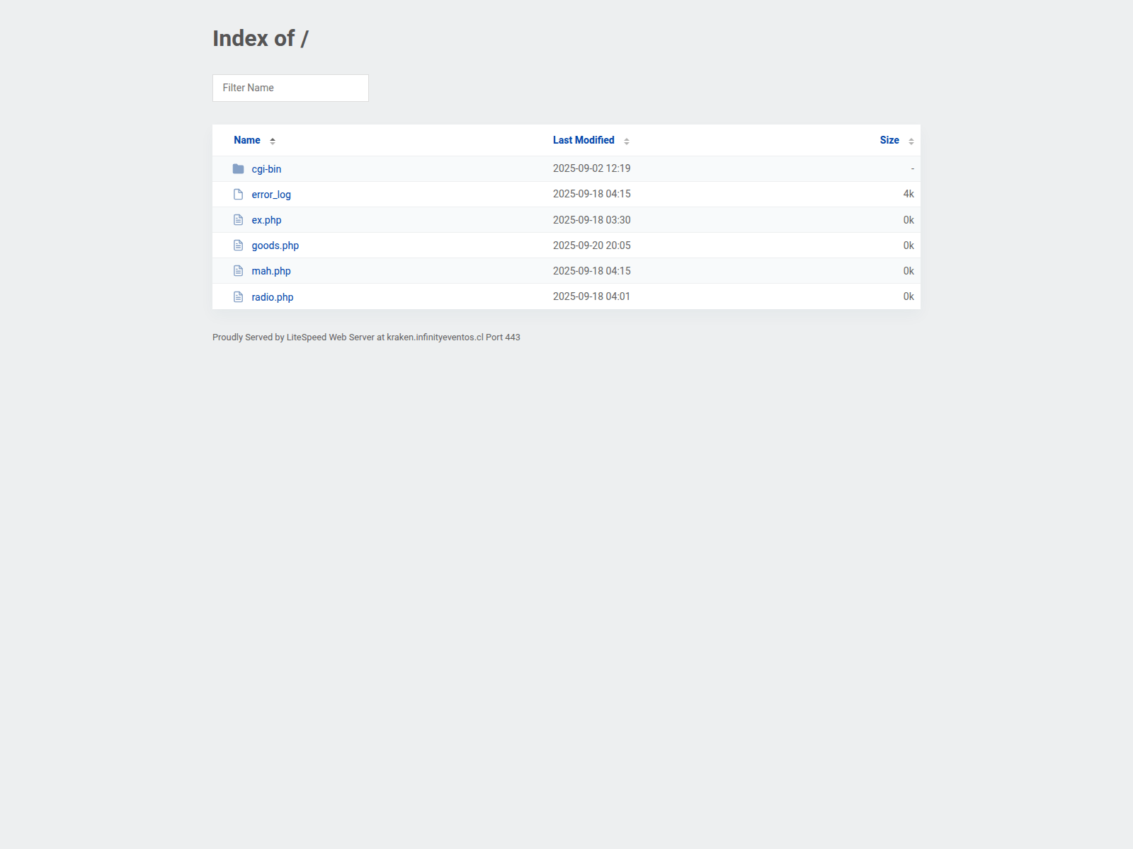 Forensic screenshot of kraken.infinityeventos.cl