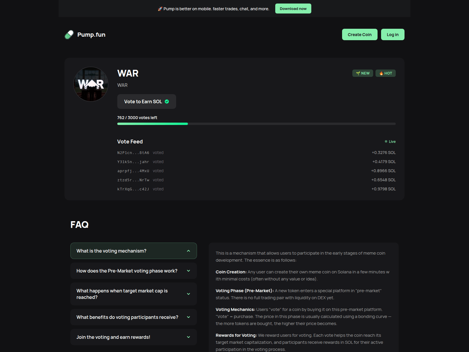 Screenshot of war.pumpvote.us