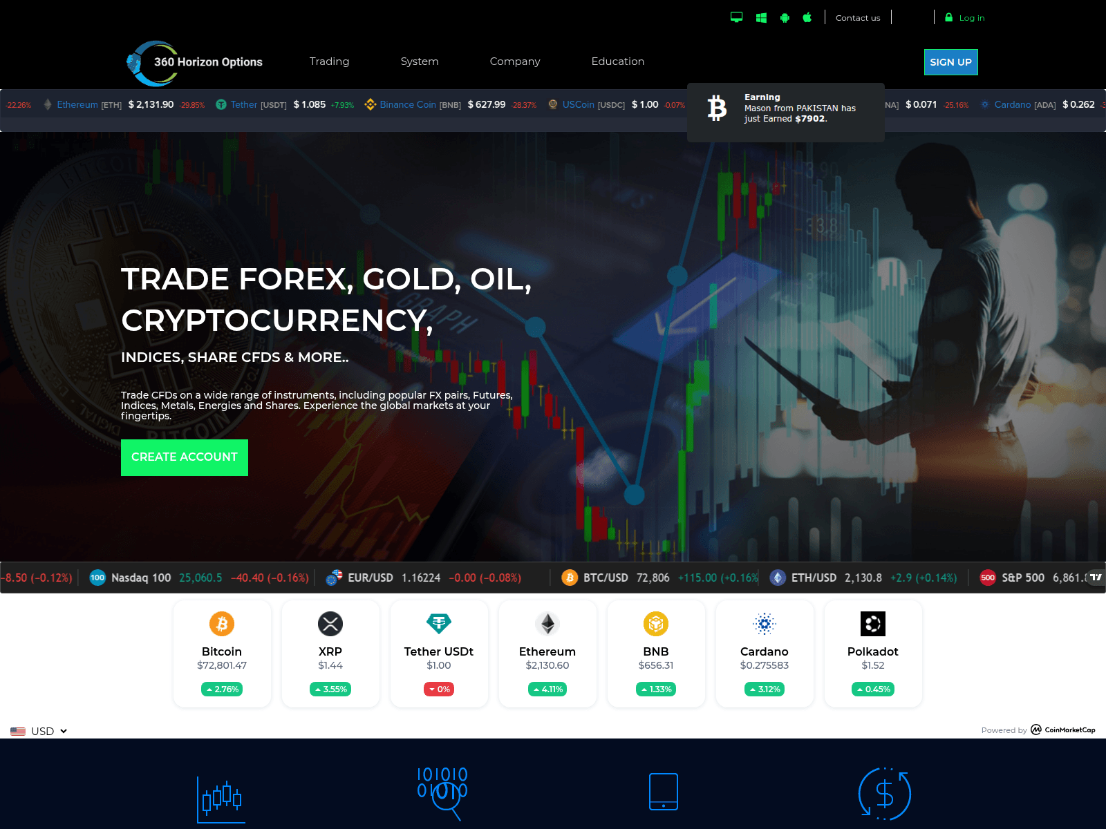 Forensic screenshot of 360horizonoptions.com