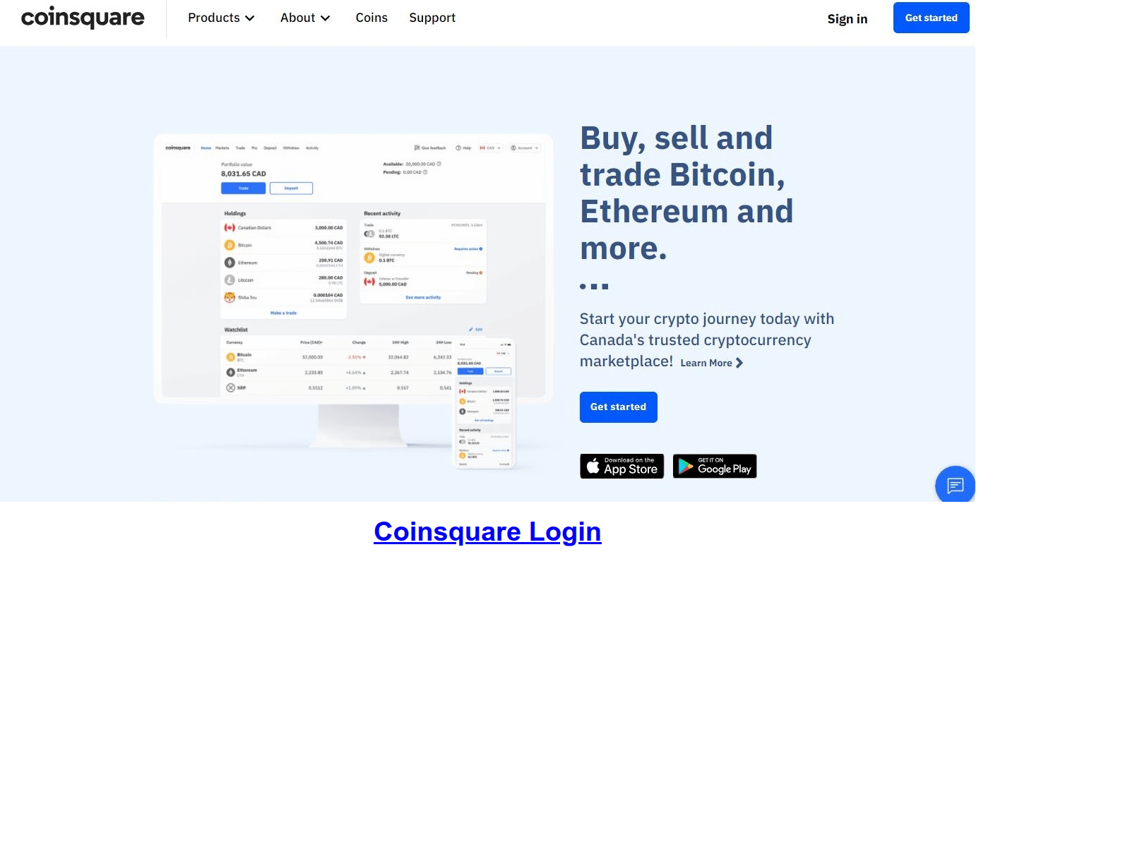 Screenshot of coinsquuuareloggin.webflow.io