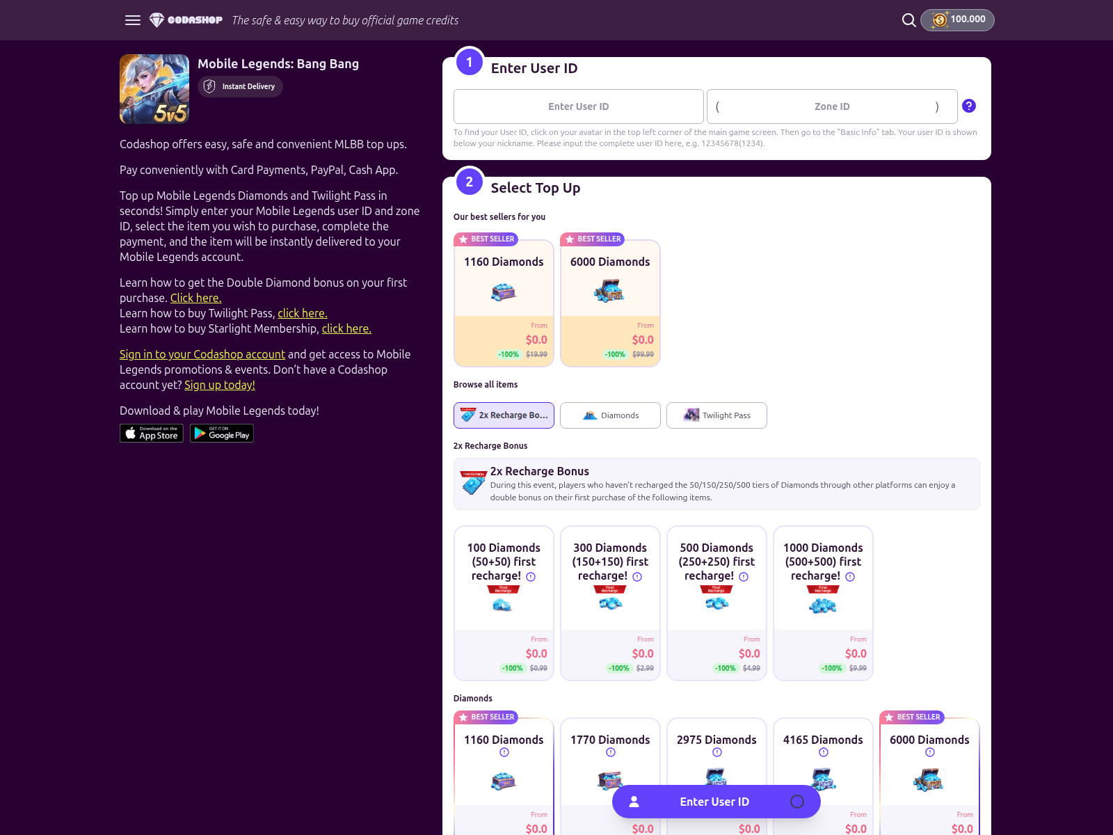 Screenshot of mycodhashop.moba-gamers.com