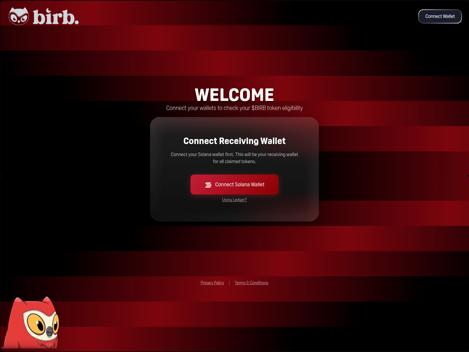 Screenshot of claim.moonbirbsol.xyz