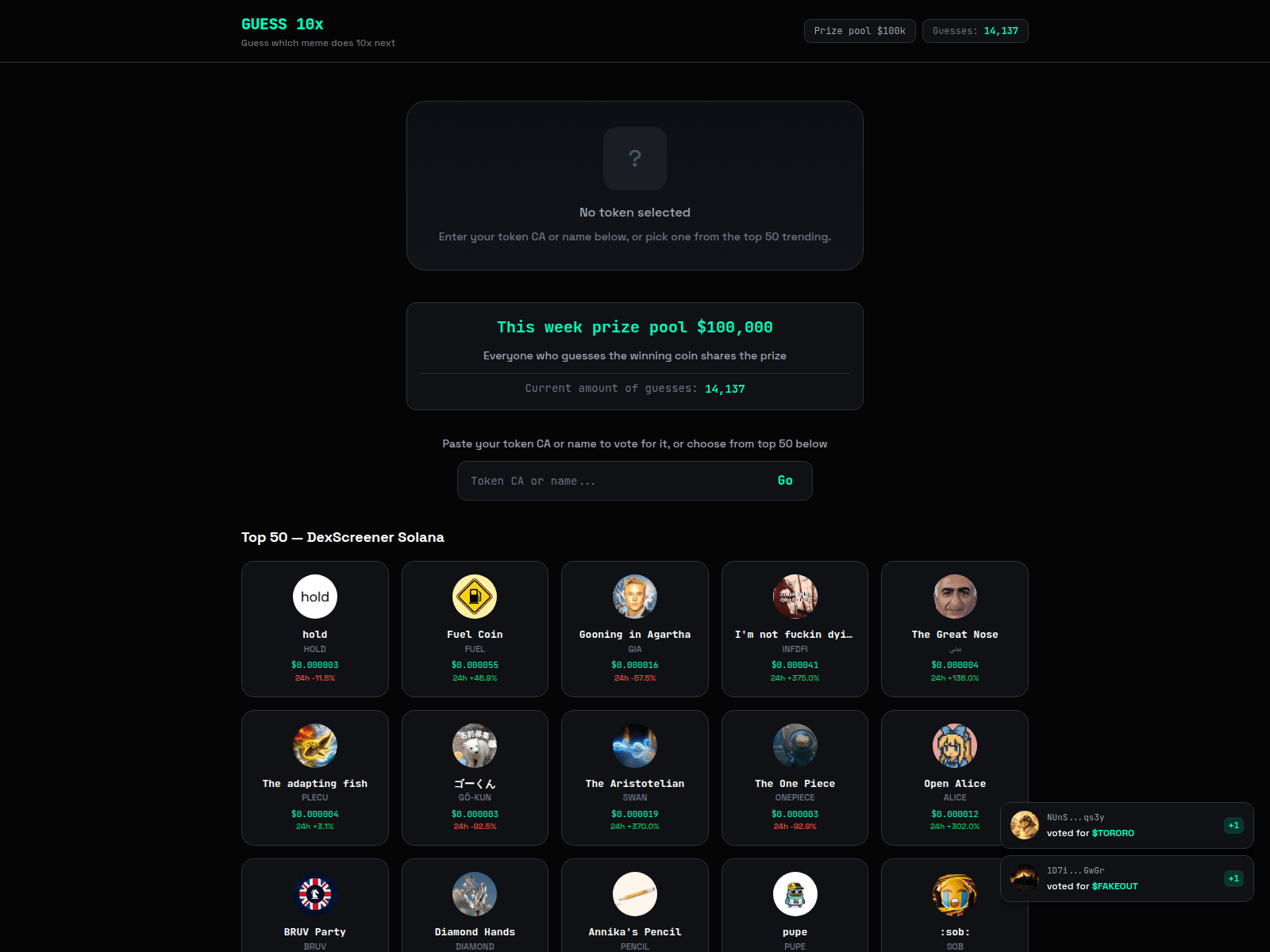 Screenshot of guess10x.fun