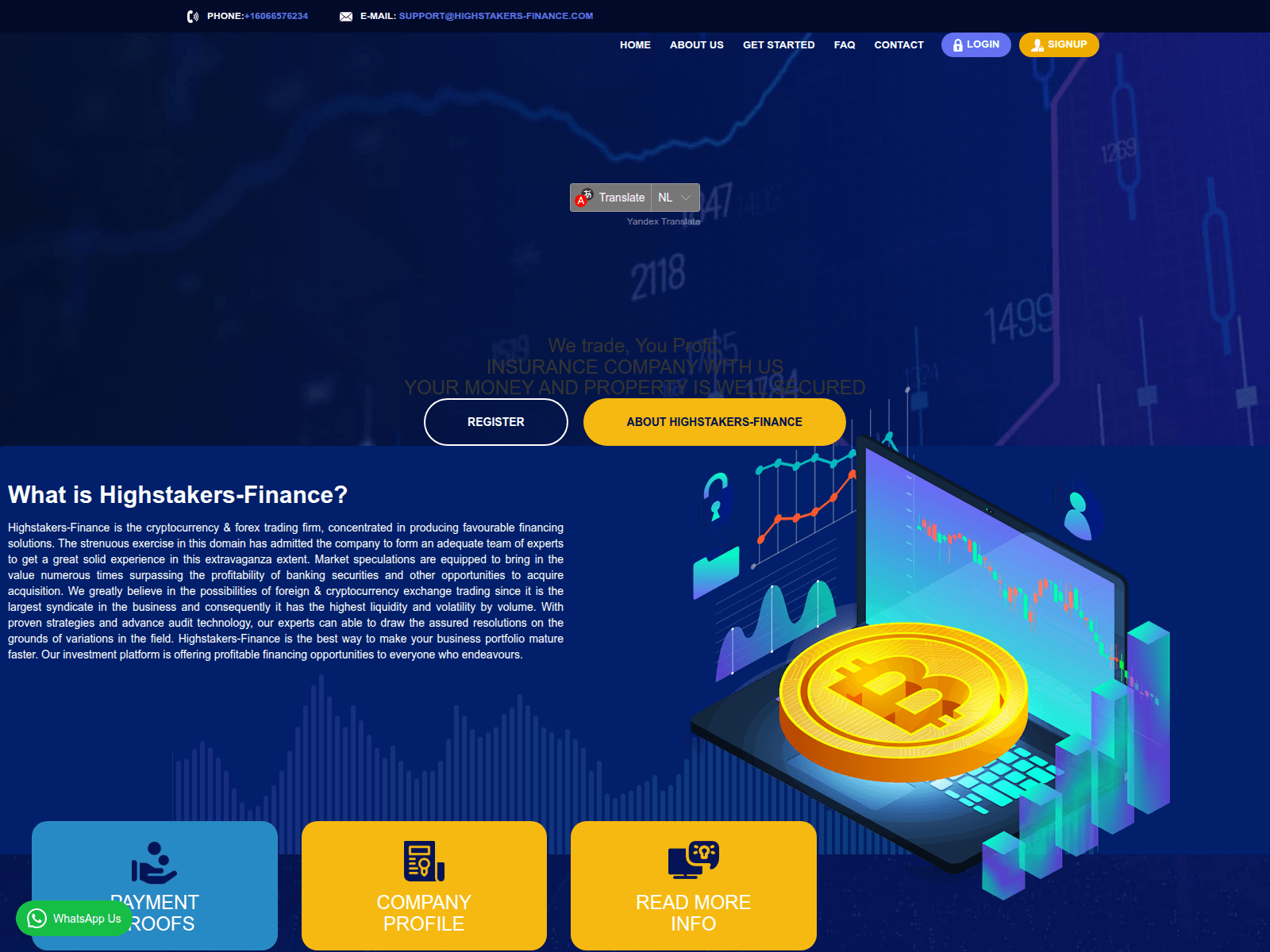 Forensic screenshot of highstakers-finances.live