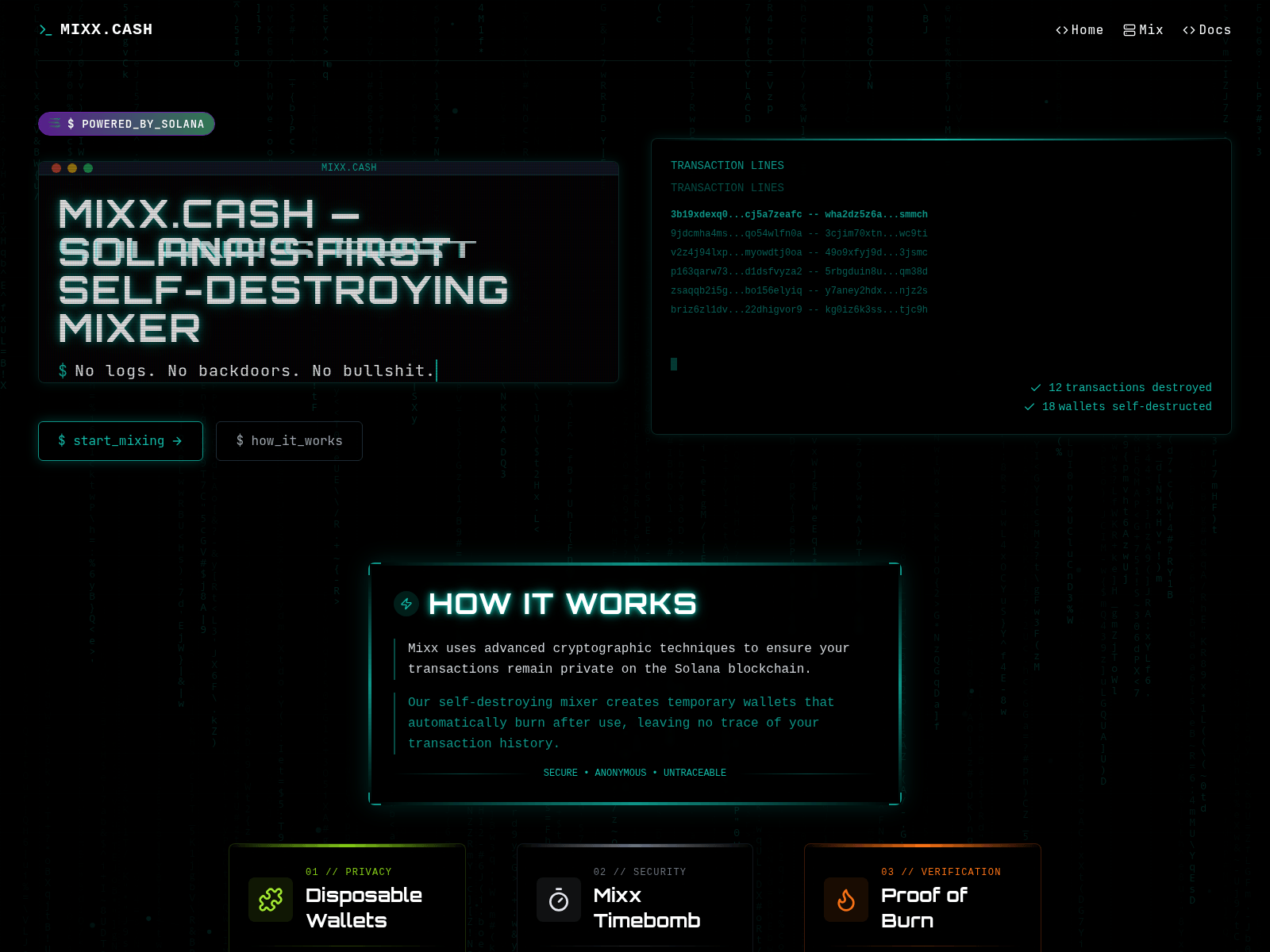 Screenshot of mixx.cash