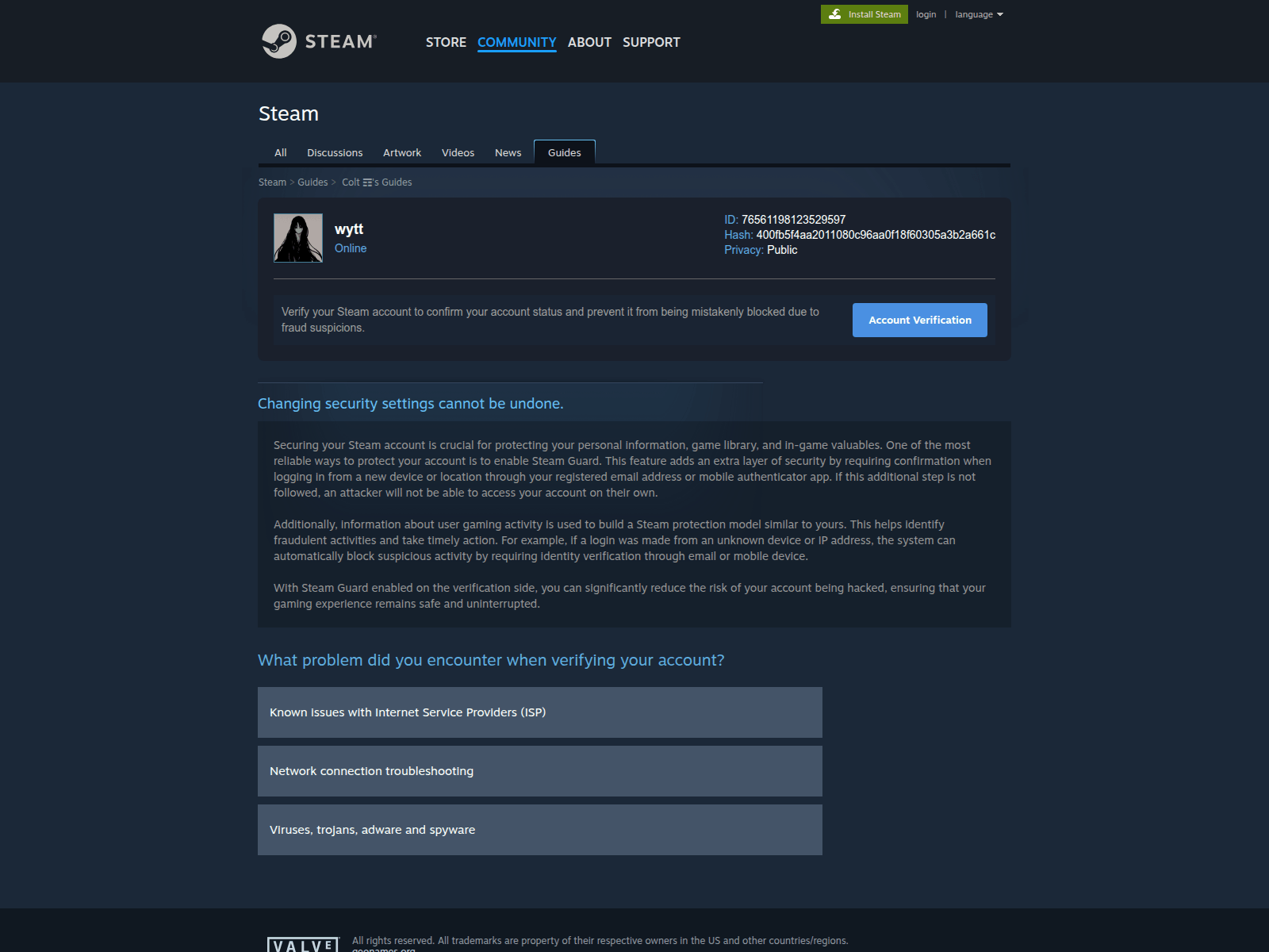 Forensic screenshot of steamhelpsecured.com