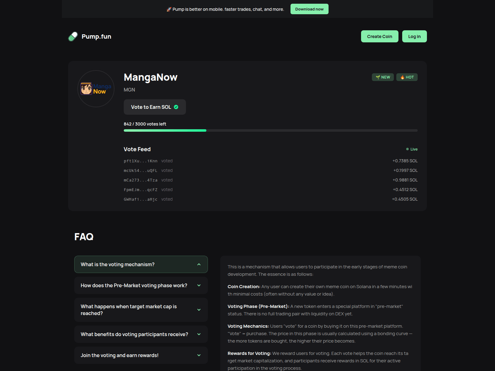Screenshot of manganow.pumpvote.us