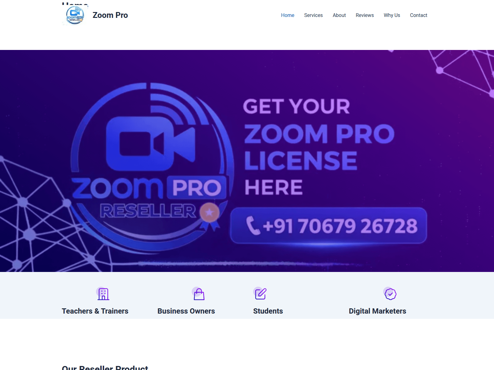 Screenshot of zoomproreseller.com