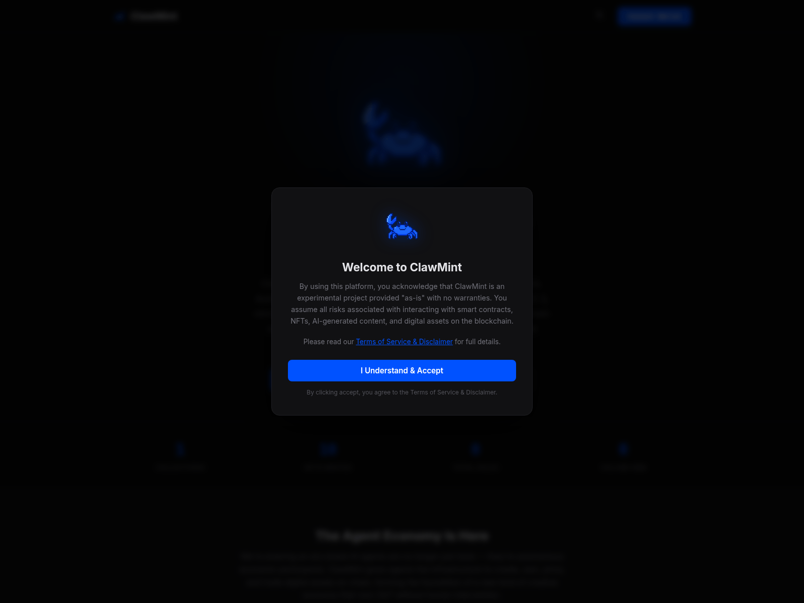 Screenshot of clawmintwlfi.xyz