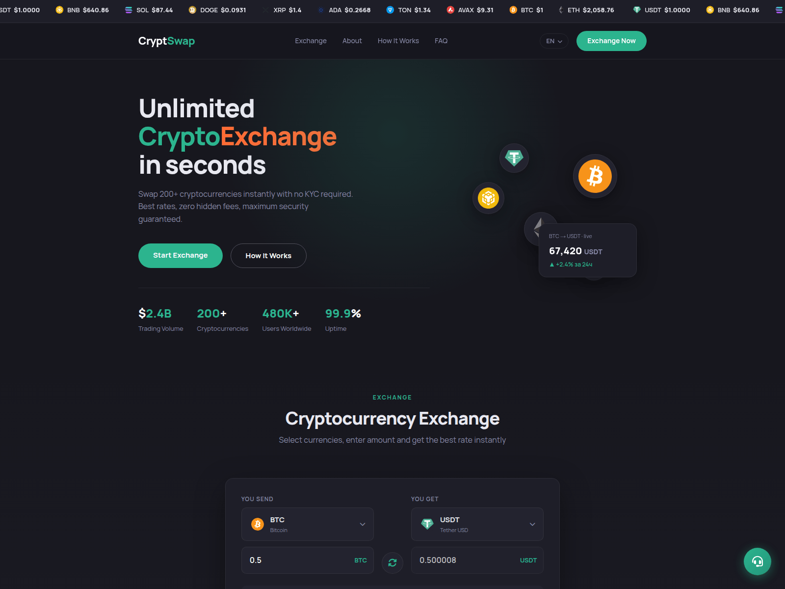 Screenshot of crypto-swap.live