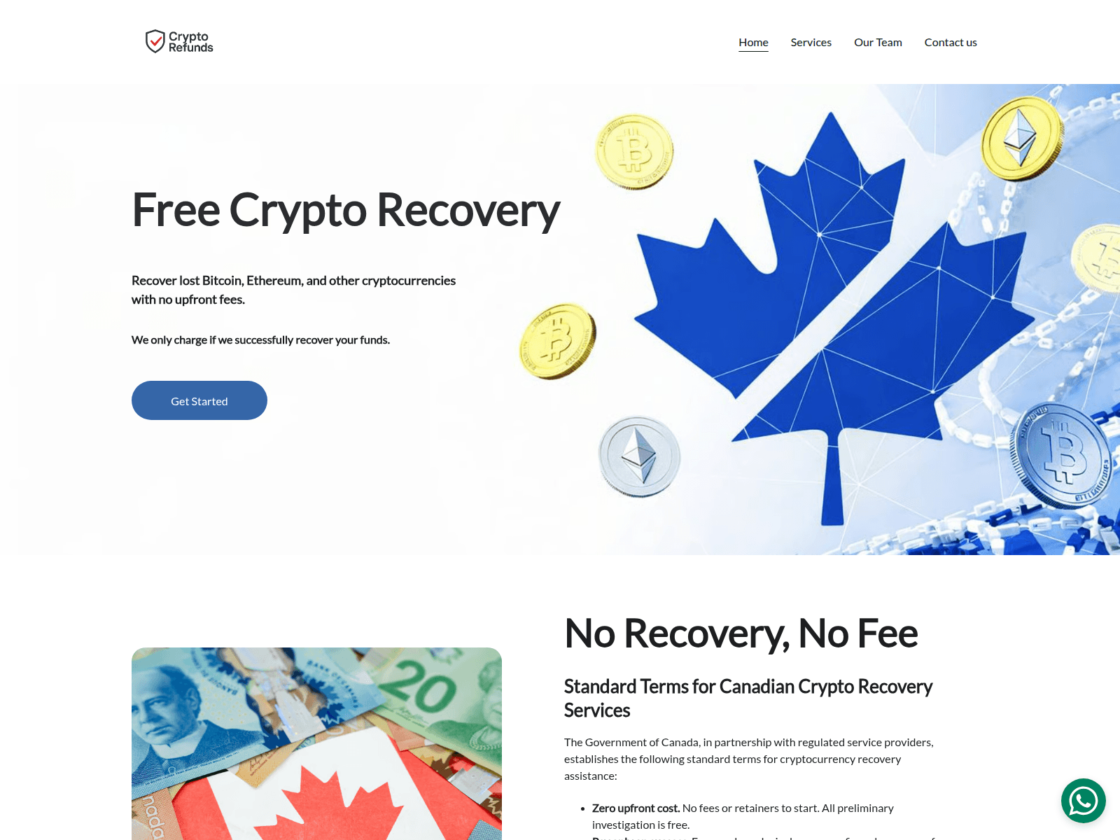 Screenshot of crypto-refund.ca