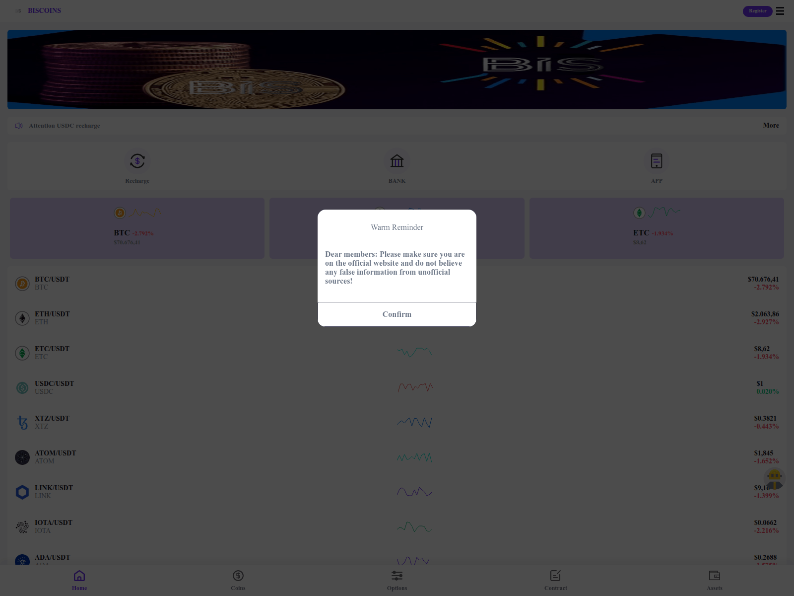 Screenshot of biscoins.com