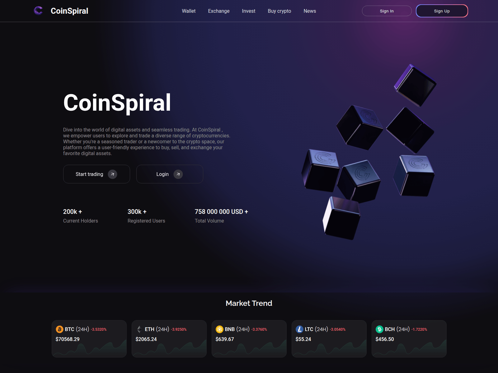Screenshot of coinspiral.com