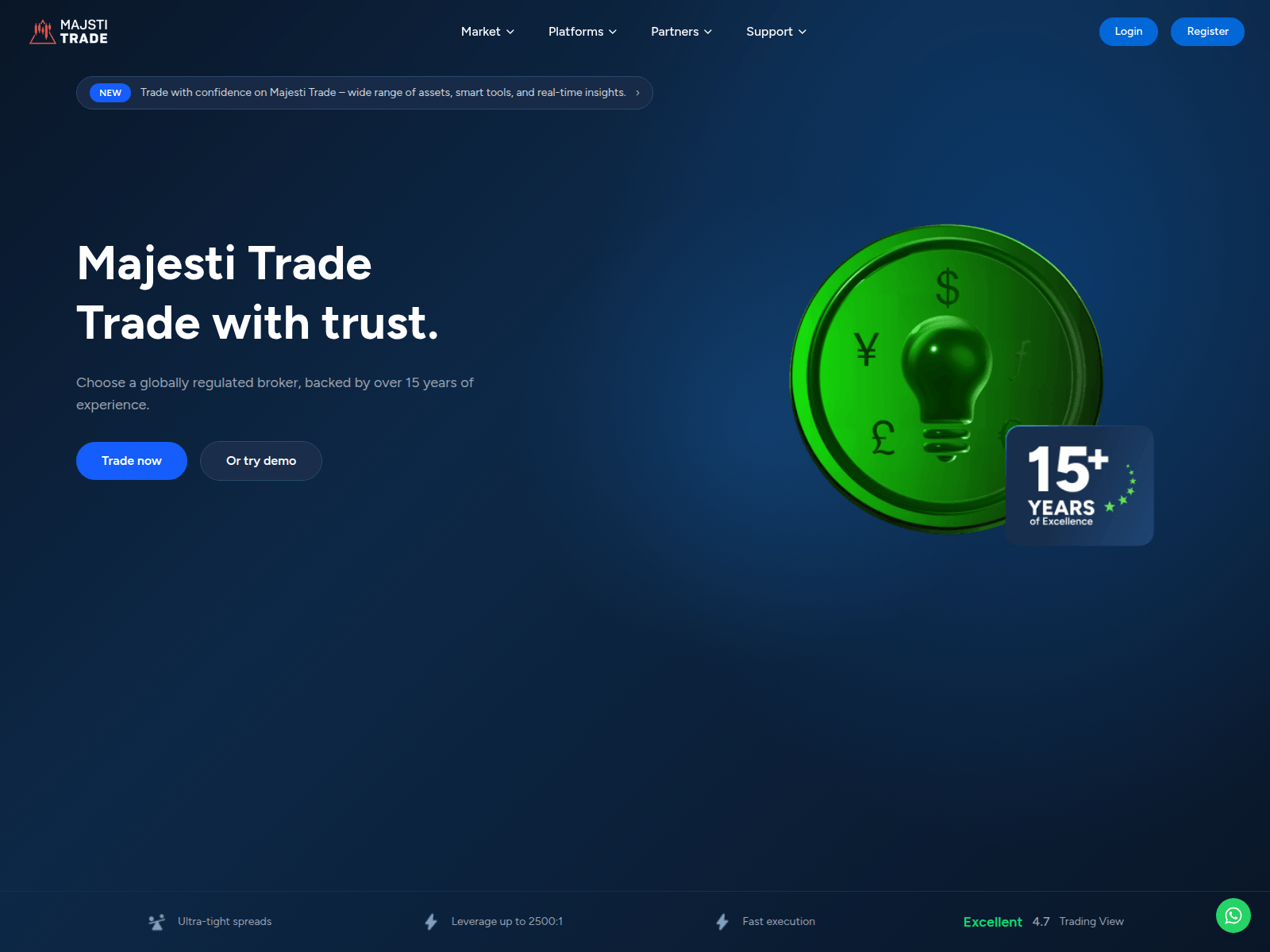 Screenshot of majestitrade.com