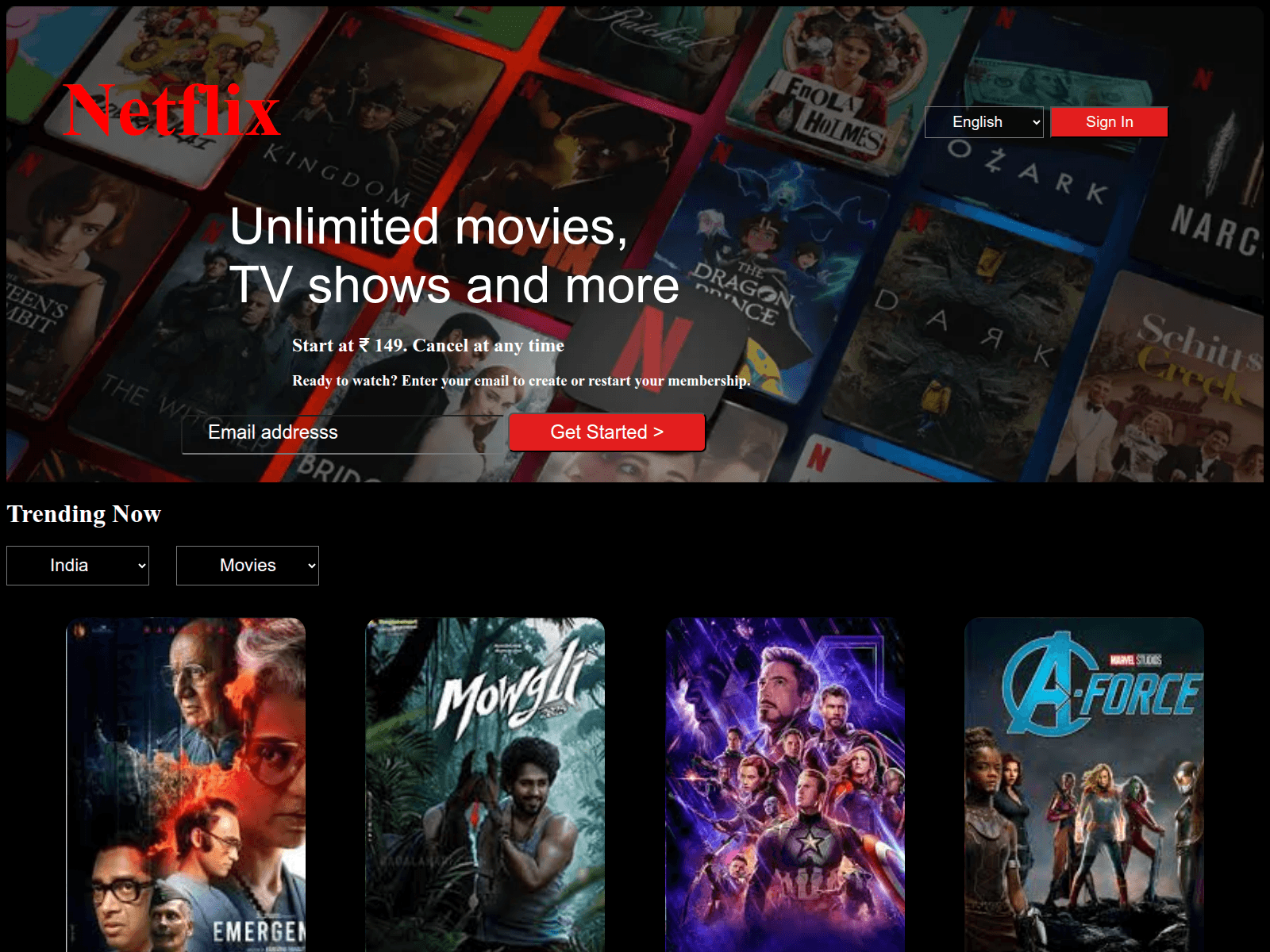 Screenshot of netflix-phi-nine.vercel.app