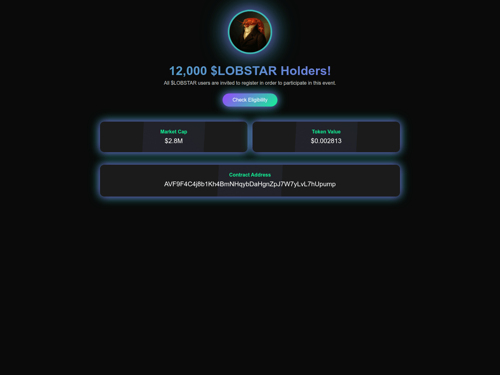 Screenshot of lobstarofsolana.com